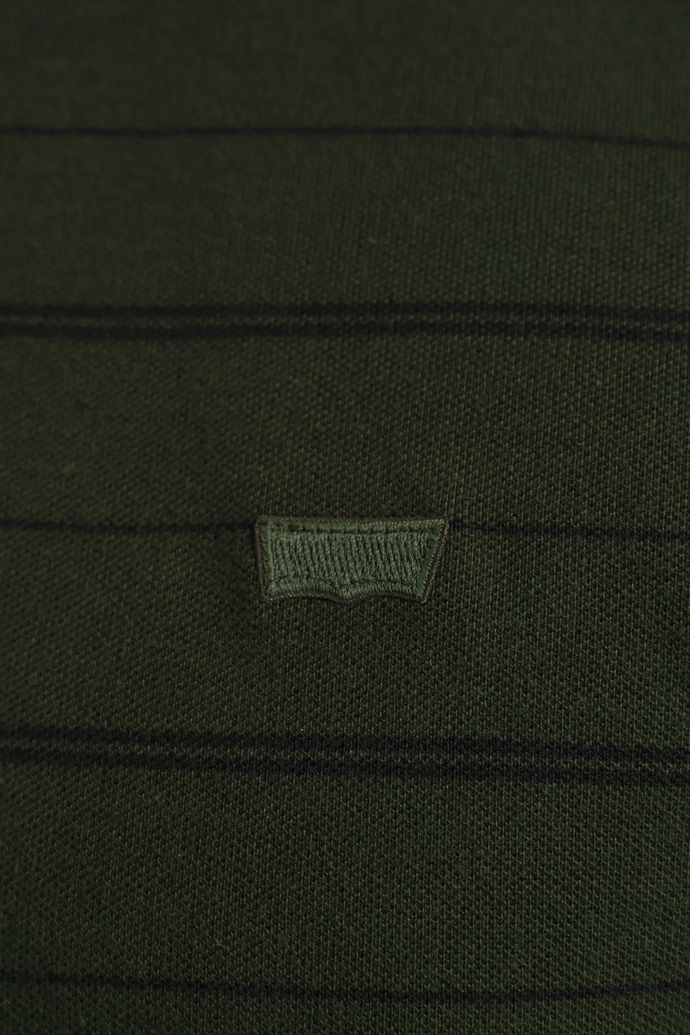 Slim Housemark Stripe Polo Golfer - Olive - Image 5