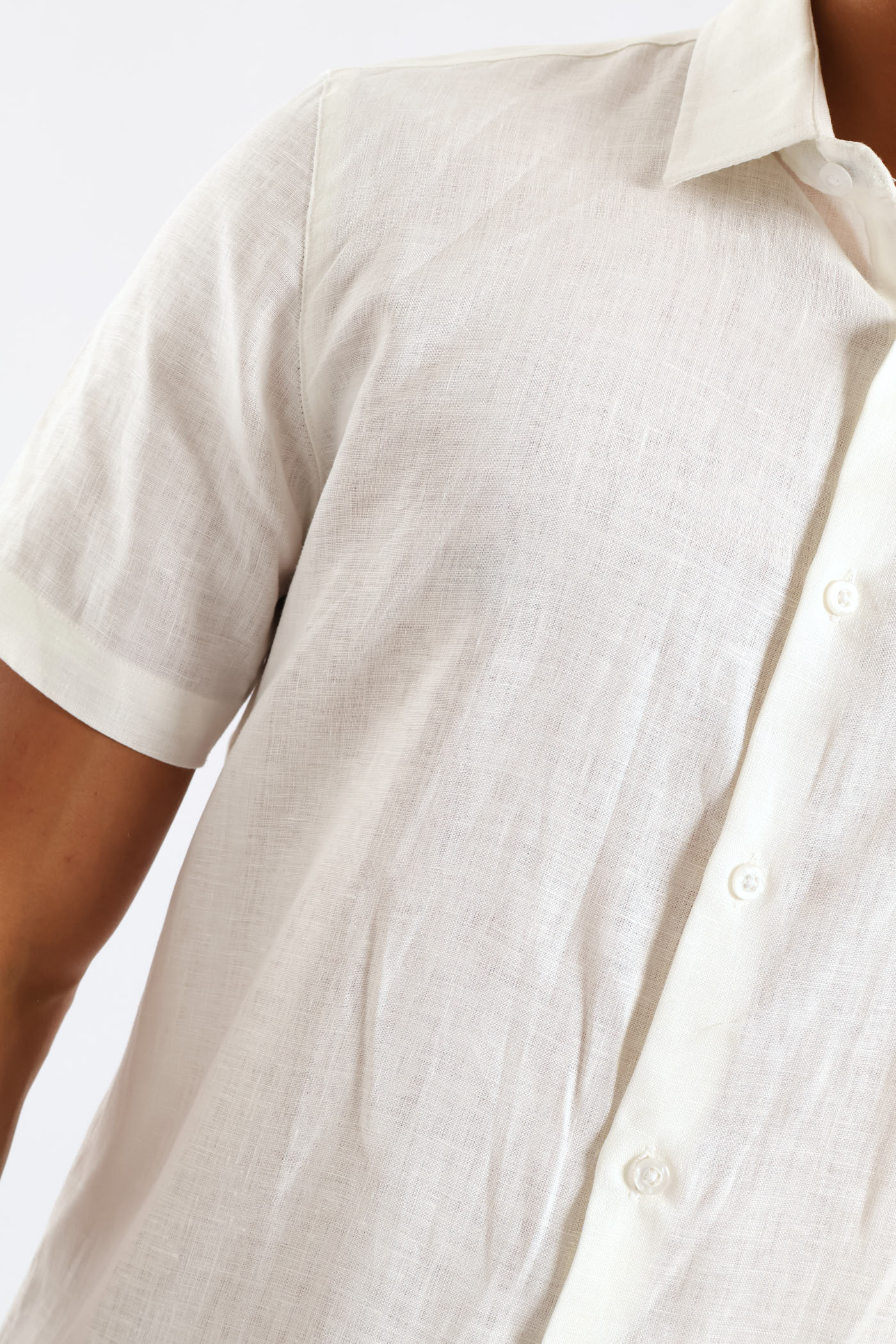 Slim Linen Look Textured Shirt - White - Image 2