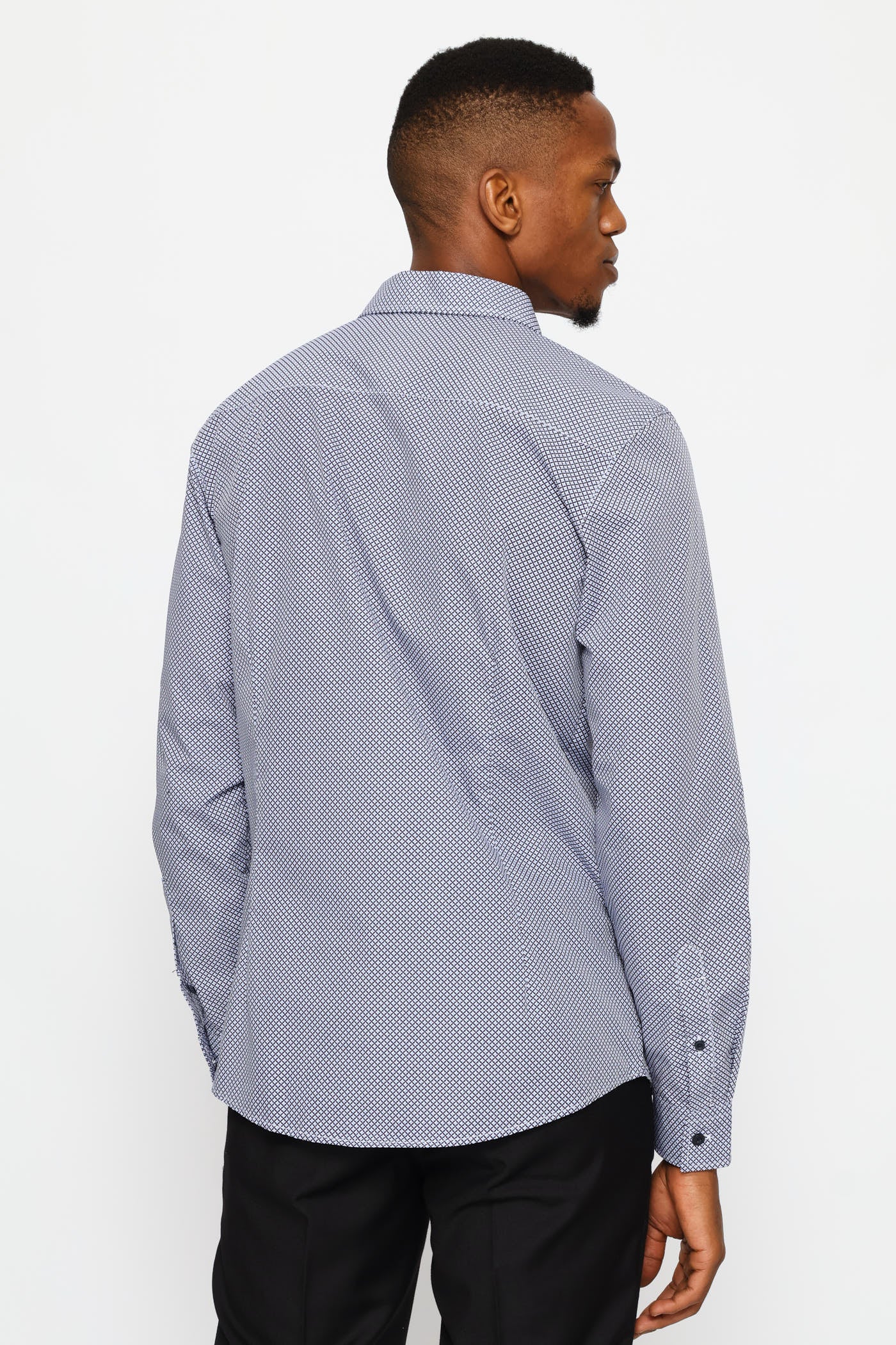 Slim Long Sleeve Mosaic Printed Shirt - Multi - Image 5
