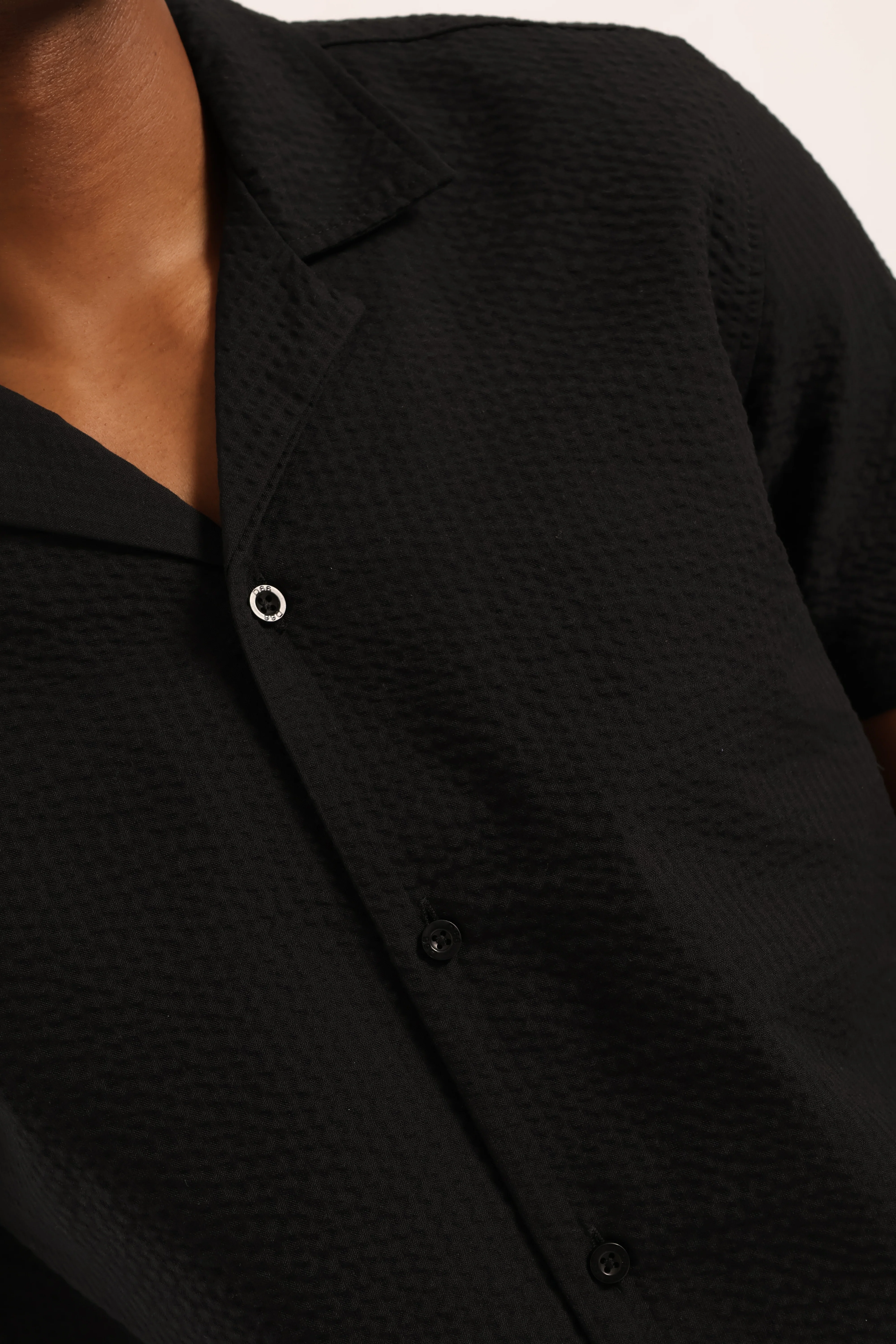 Slim Seersucker Texture Shirt - Black - Image 2
