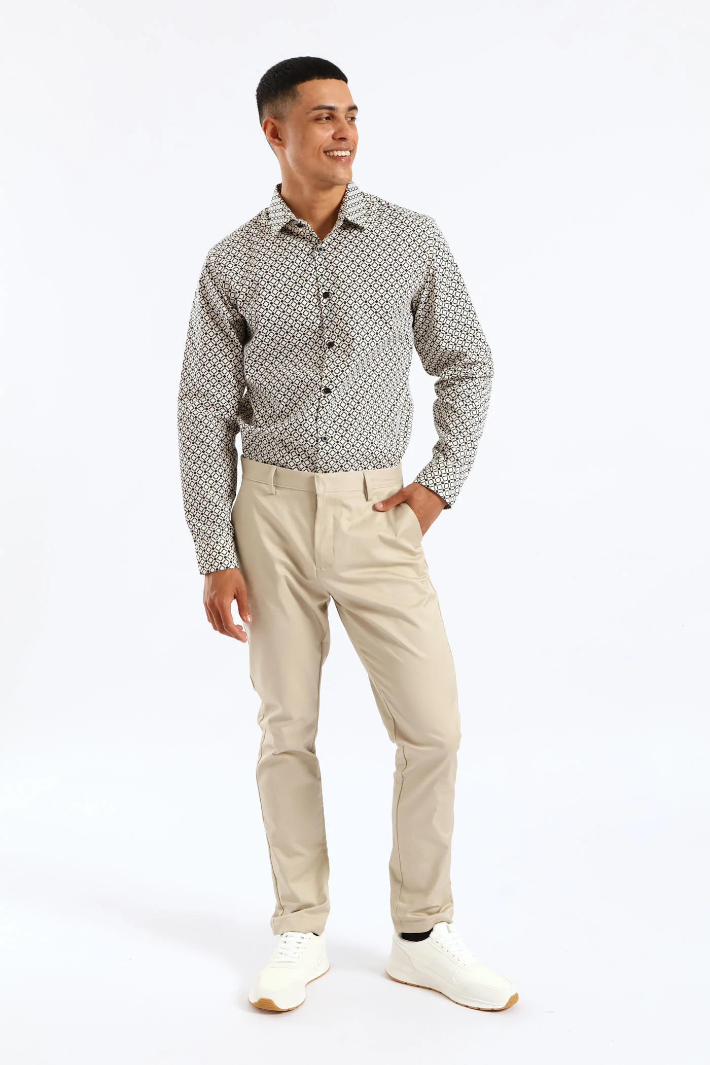 Slim Smart Chino Trouser - Stone - Image 4