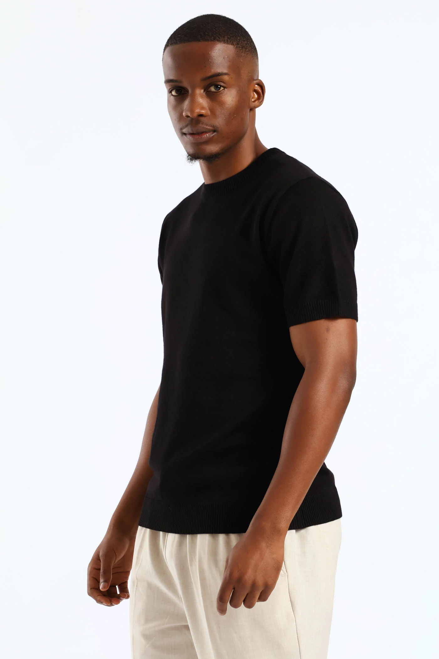 Slim Smart Knit Tee - Black - Image 4
