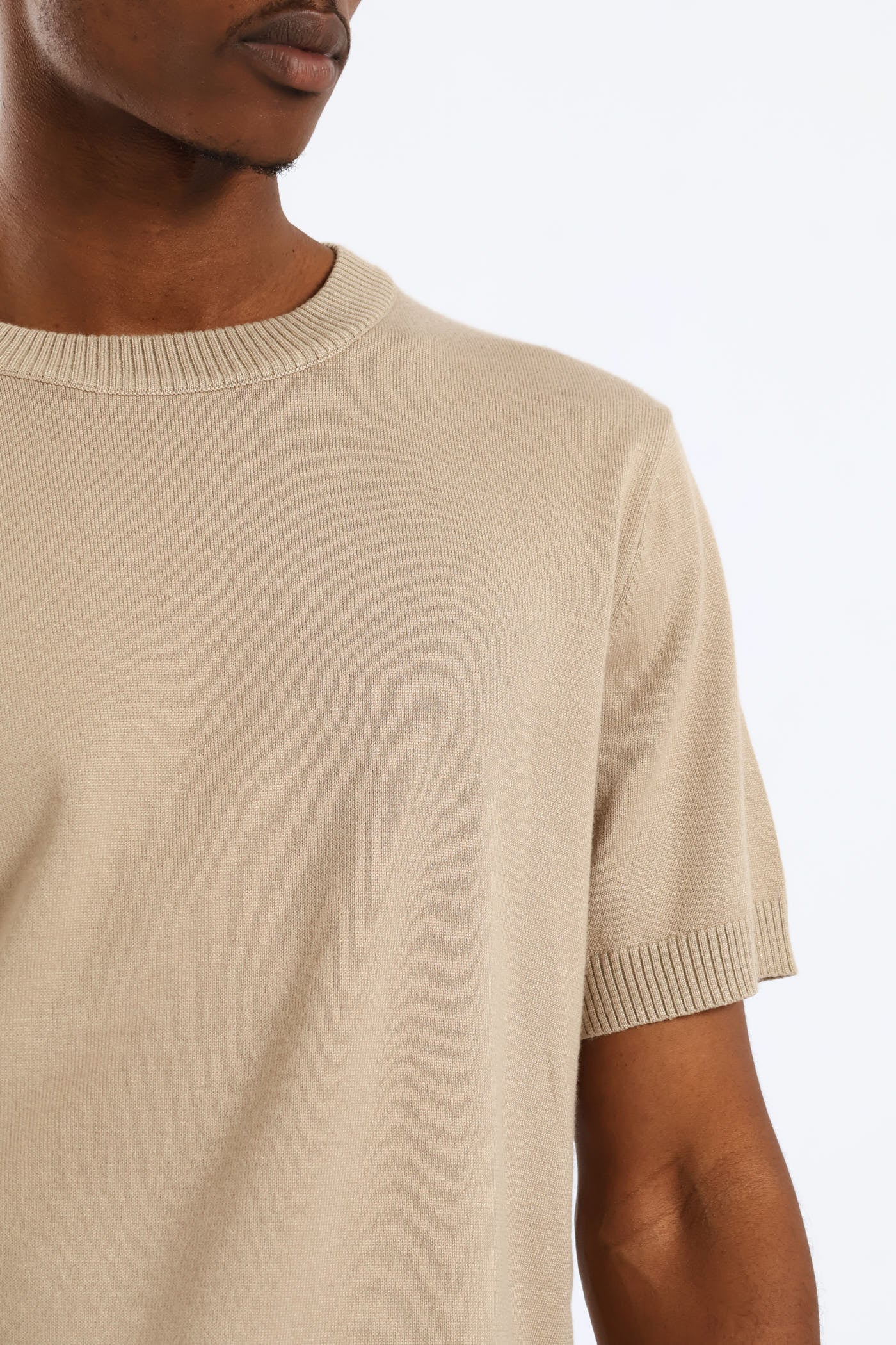 Slim Smart Knit Tee - Stone - Image 2