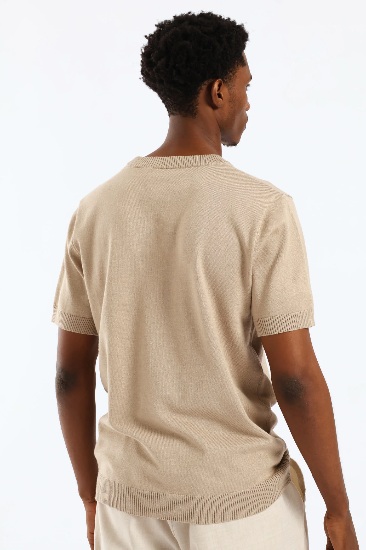 Slim Smart Knit Tee - Stone - Image 4