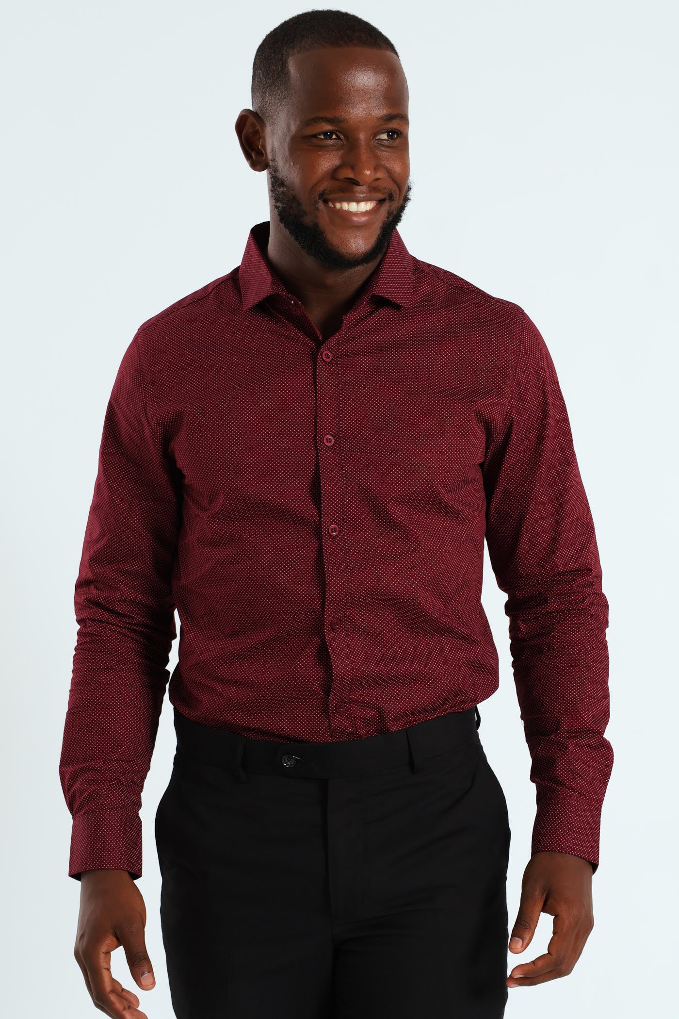 Slim Spot Shirt - Burgundy - Image 2