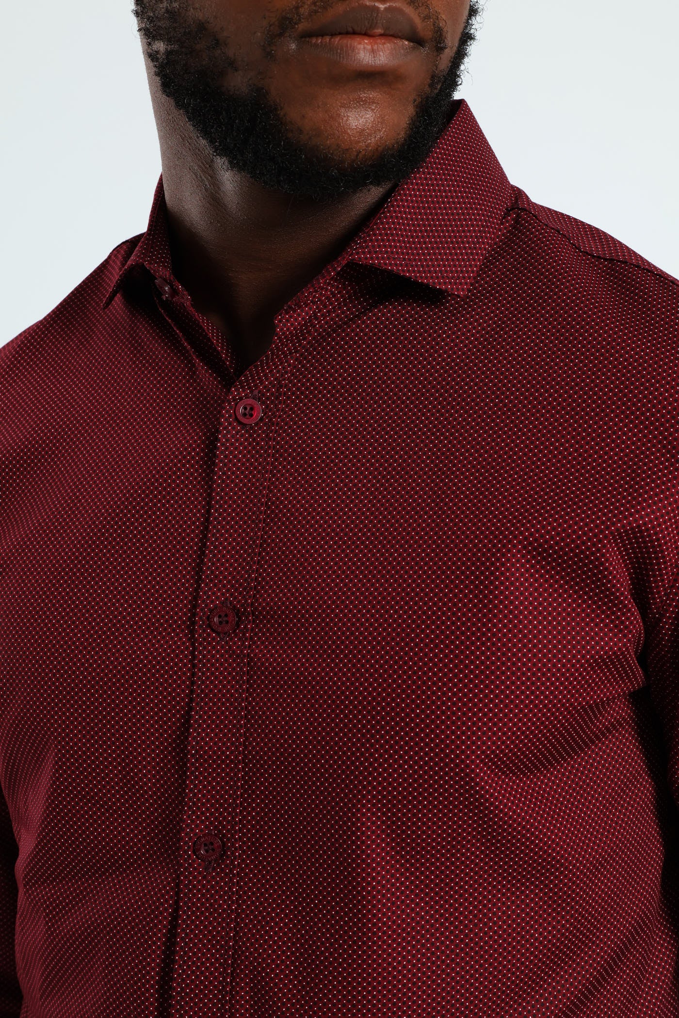 Slim Spot Shirt - Burgundy - Image 3