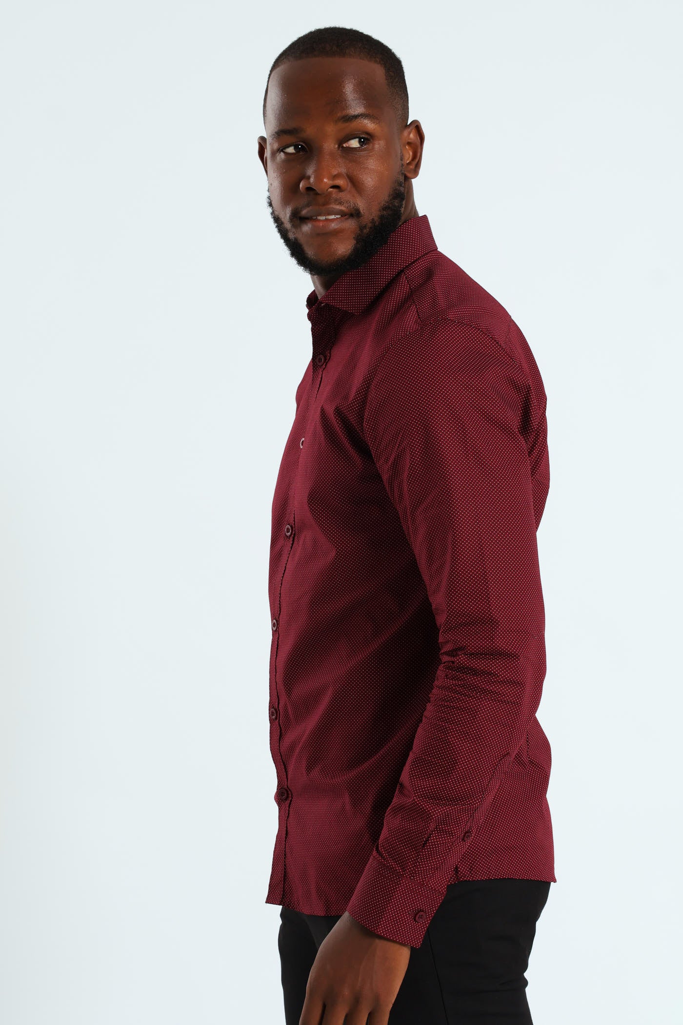 Slim Spot Shirt - Burgundy - Image 6