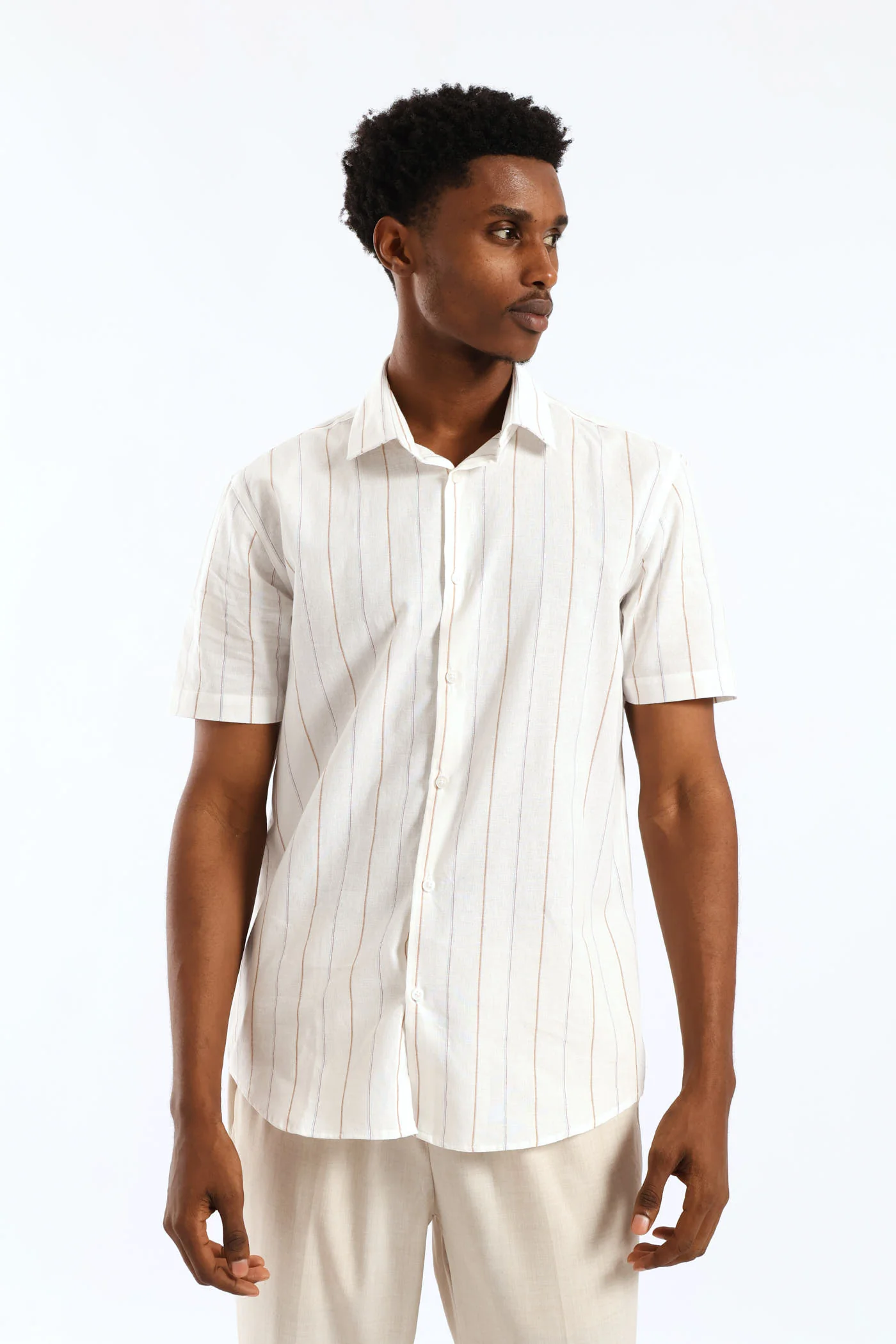 Slim Stripe Printed Shirt - Stone - Image 2