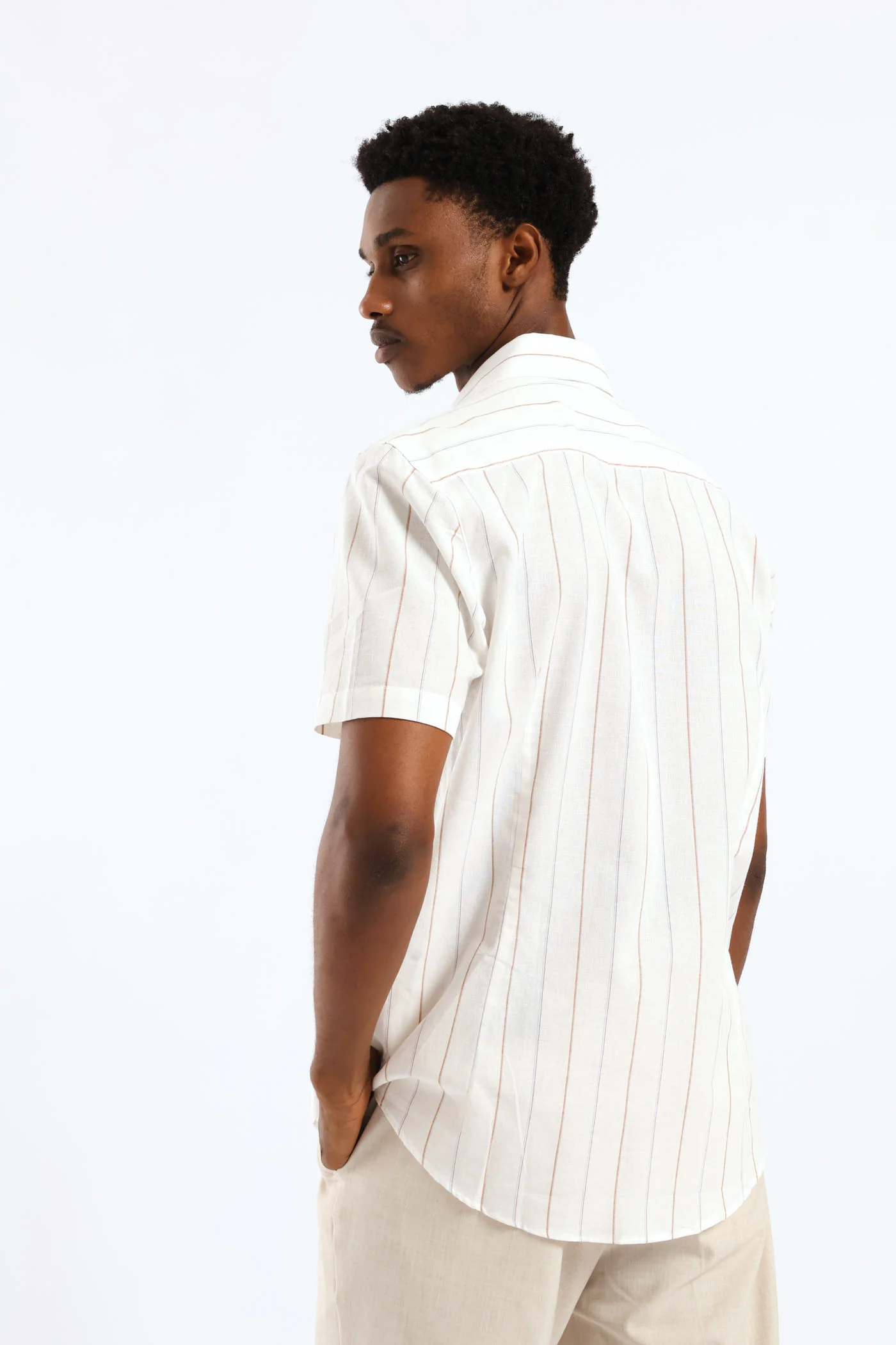 Slim Stripe Printed Shirt - Stone - Image 4