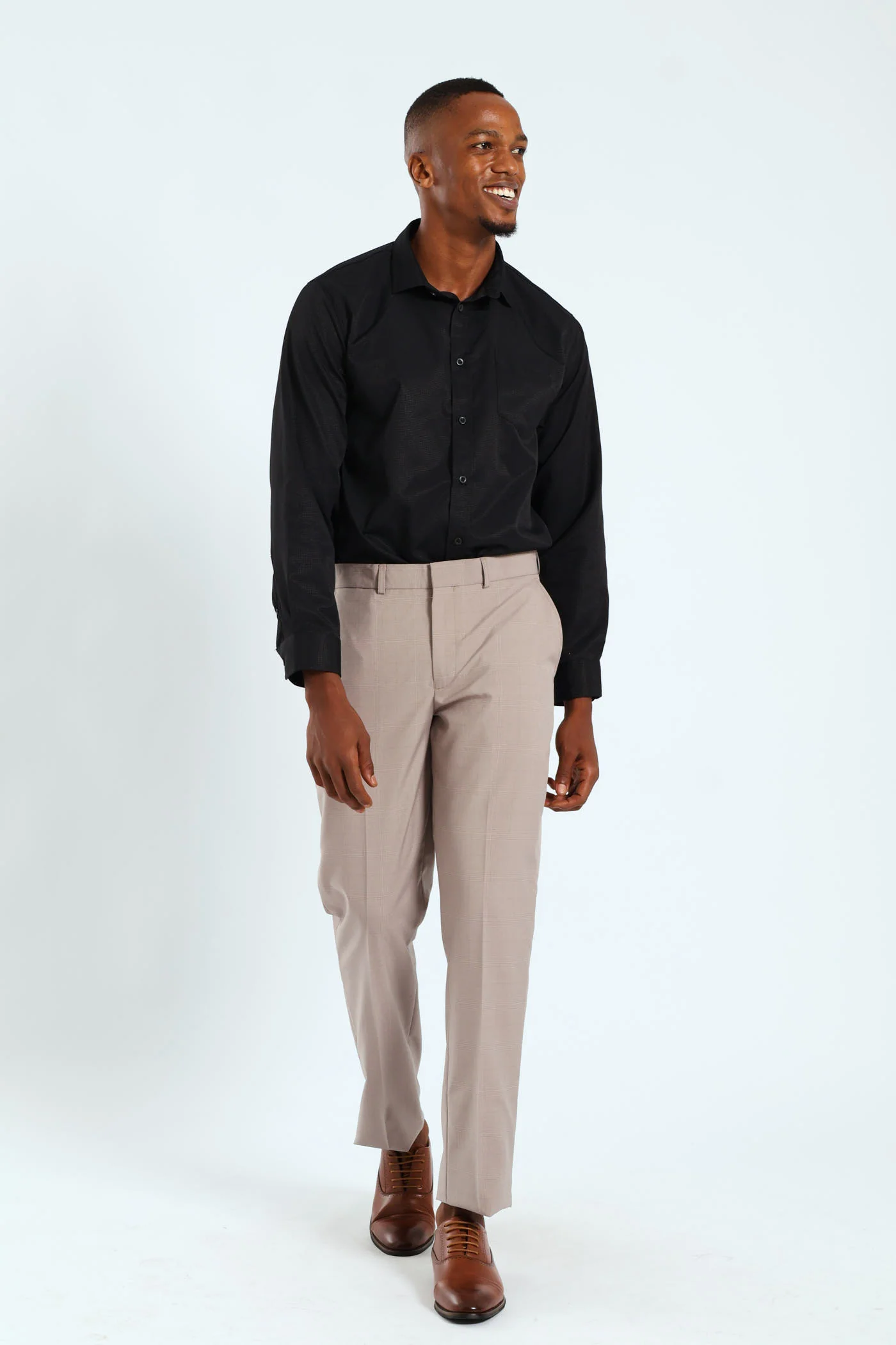 Slim Textured Long Sleeve Shirt - Black - Image 10