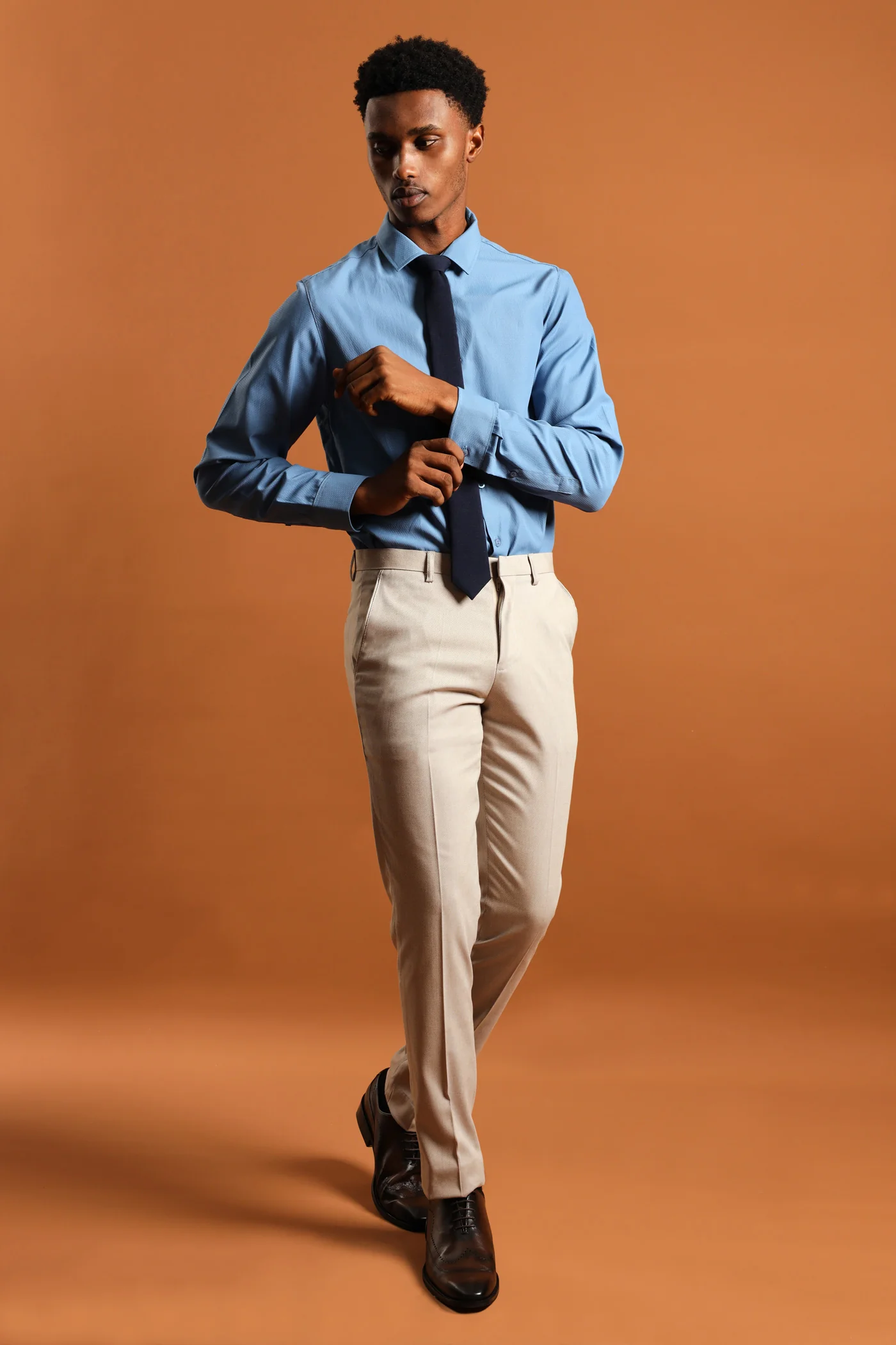 Slim Textured Long Sleeve Shirt - Smokey Blue - Image 6