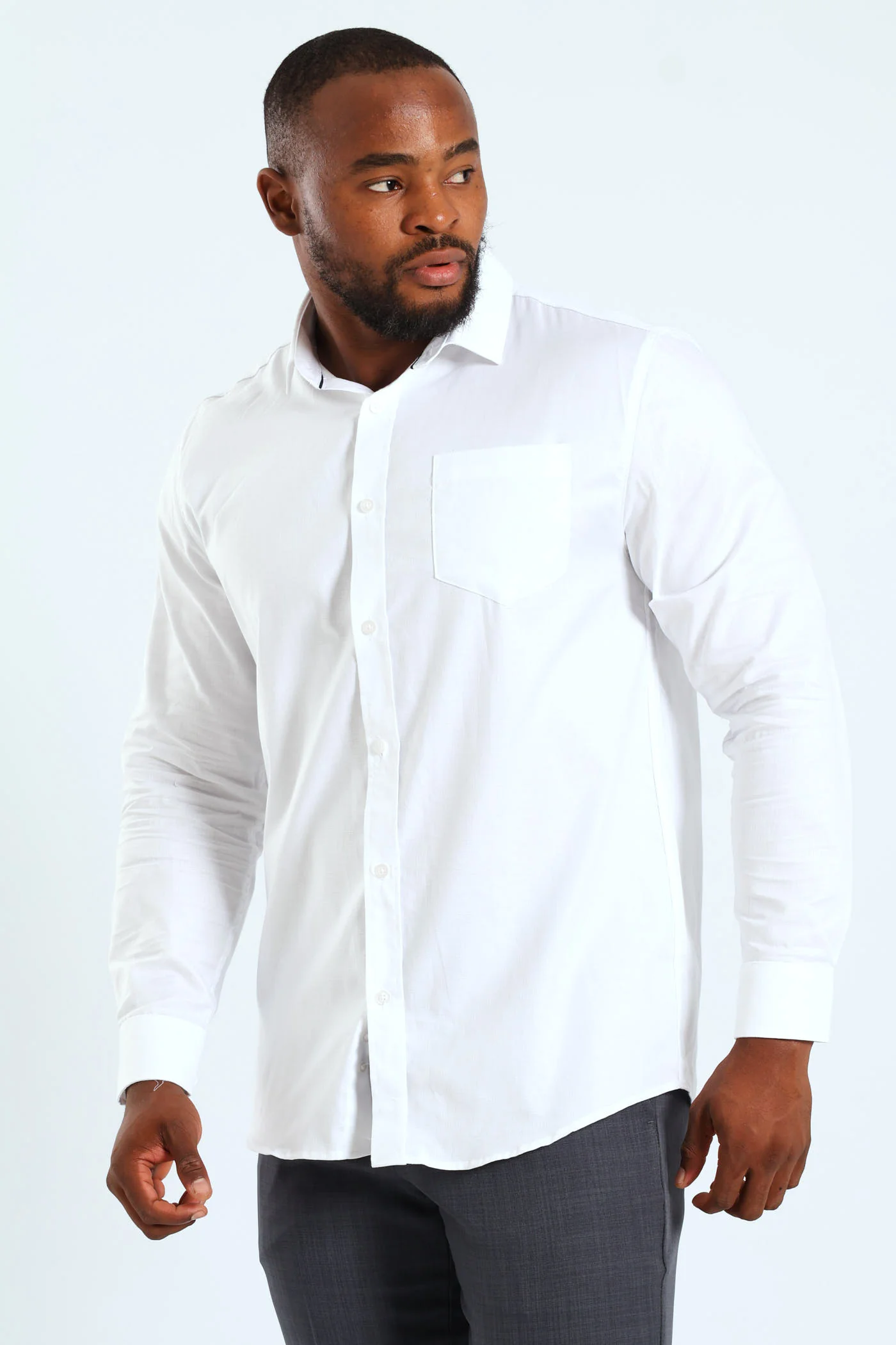 Slim Textured Long Sleeve Shirt - White - Image 6