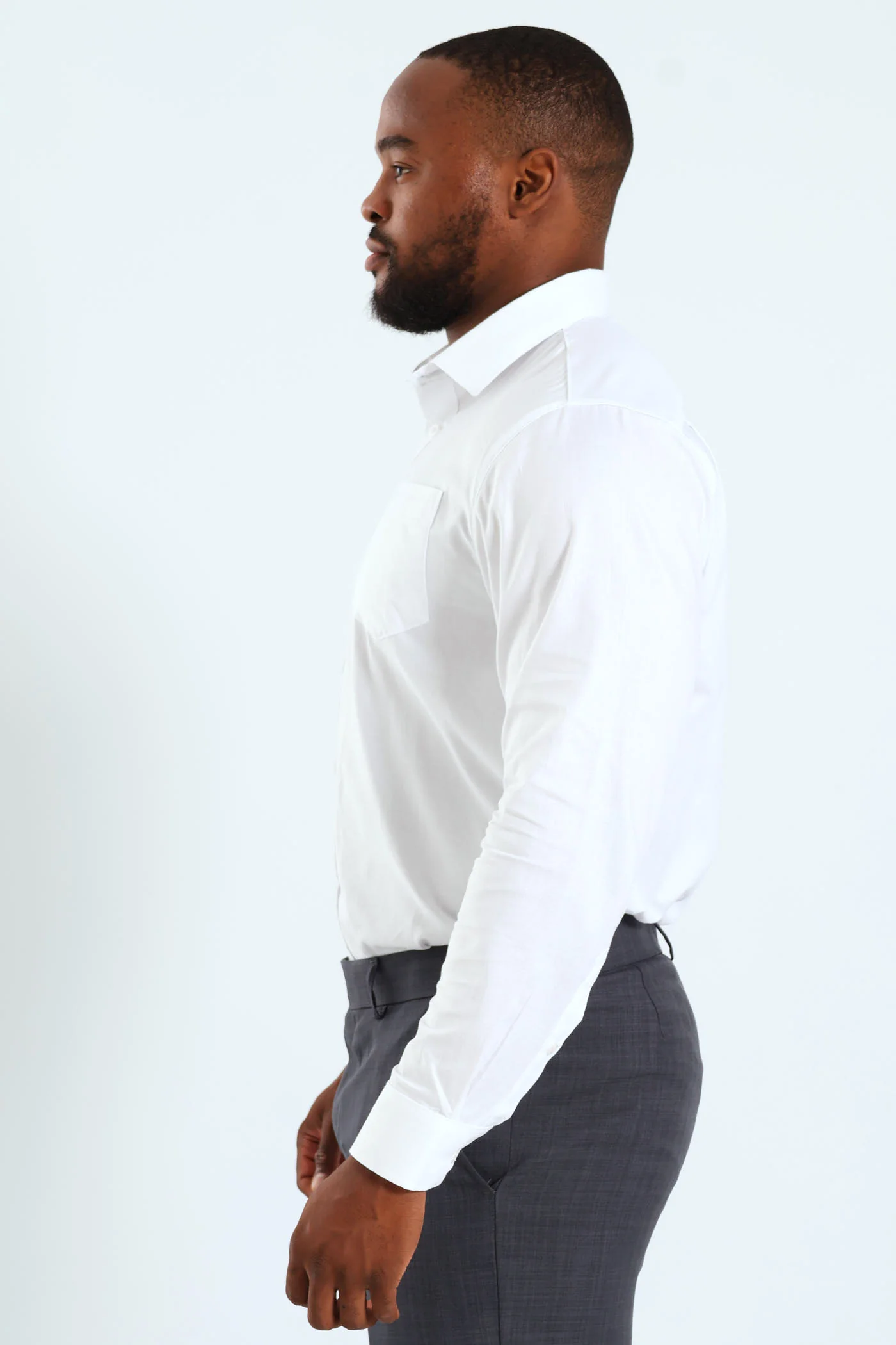 Slim Textured Long Sleeve Shirt - White - Image 8