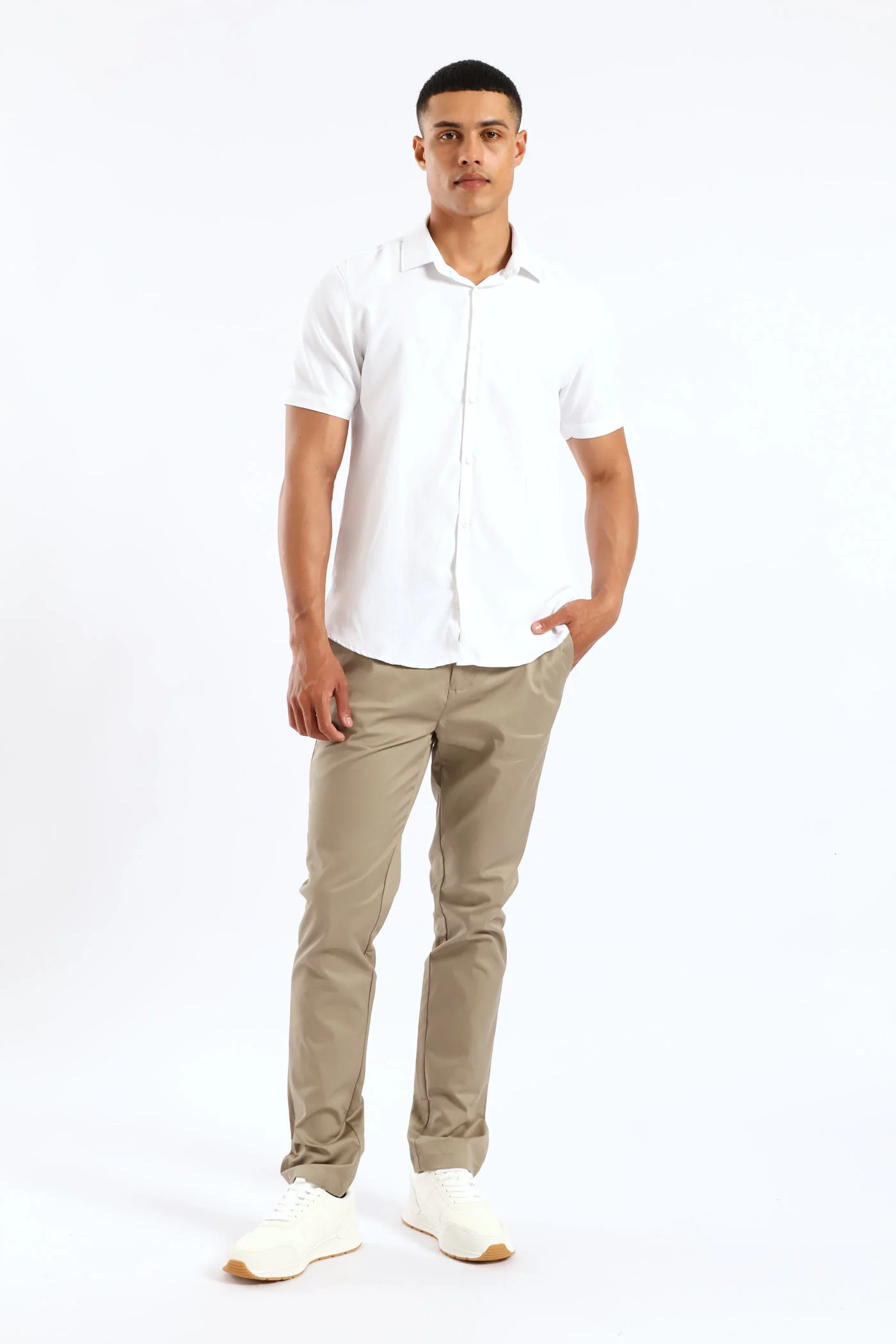 Slim Tonal Diamond Textured Shirt - White - Image 4