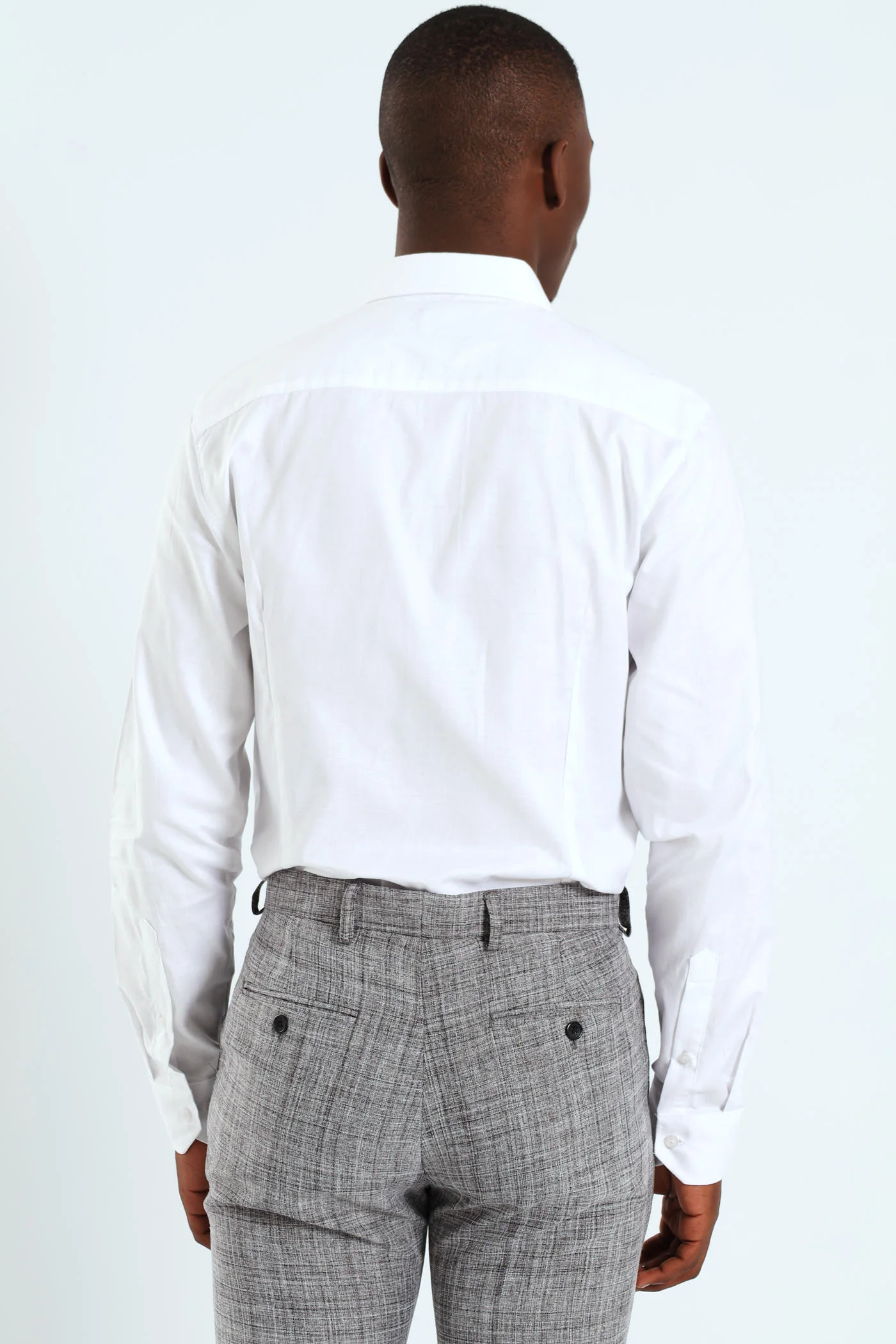 Slim Tonal Textured Long Sleeve Shirt - White - Image 4