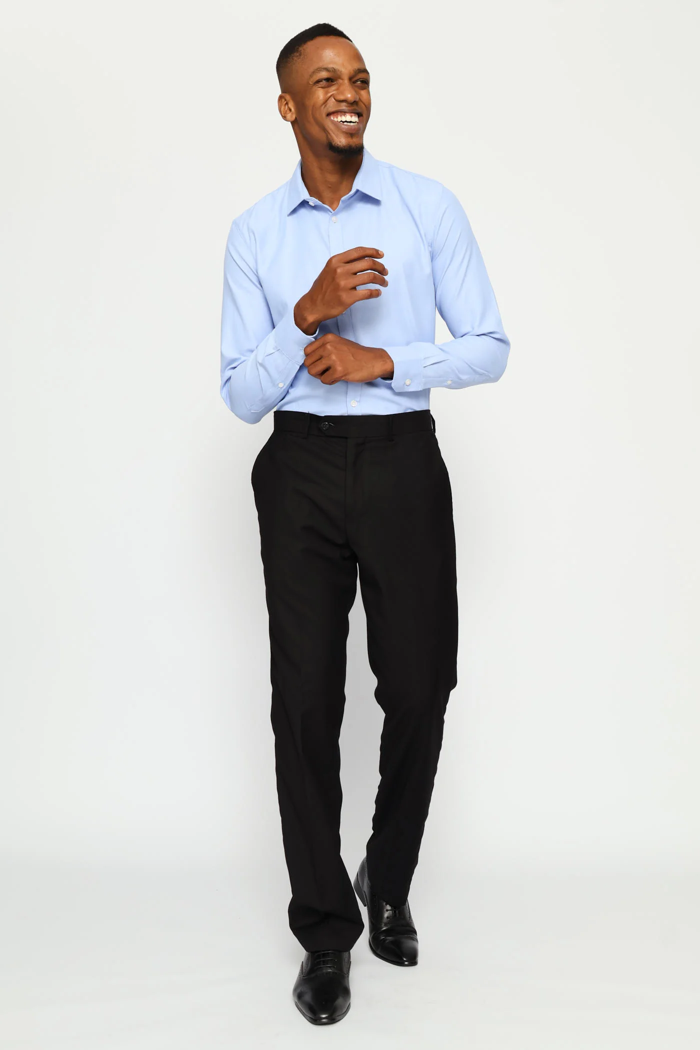 Slim Tonal Textured Shirt - Light Blue - Image 2