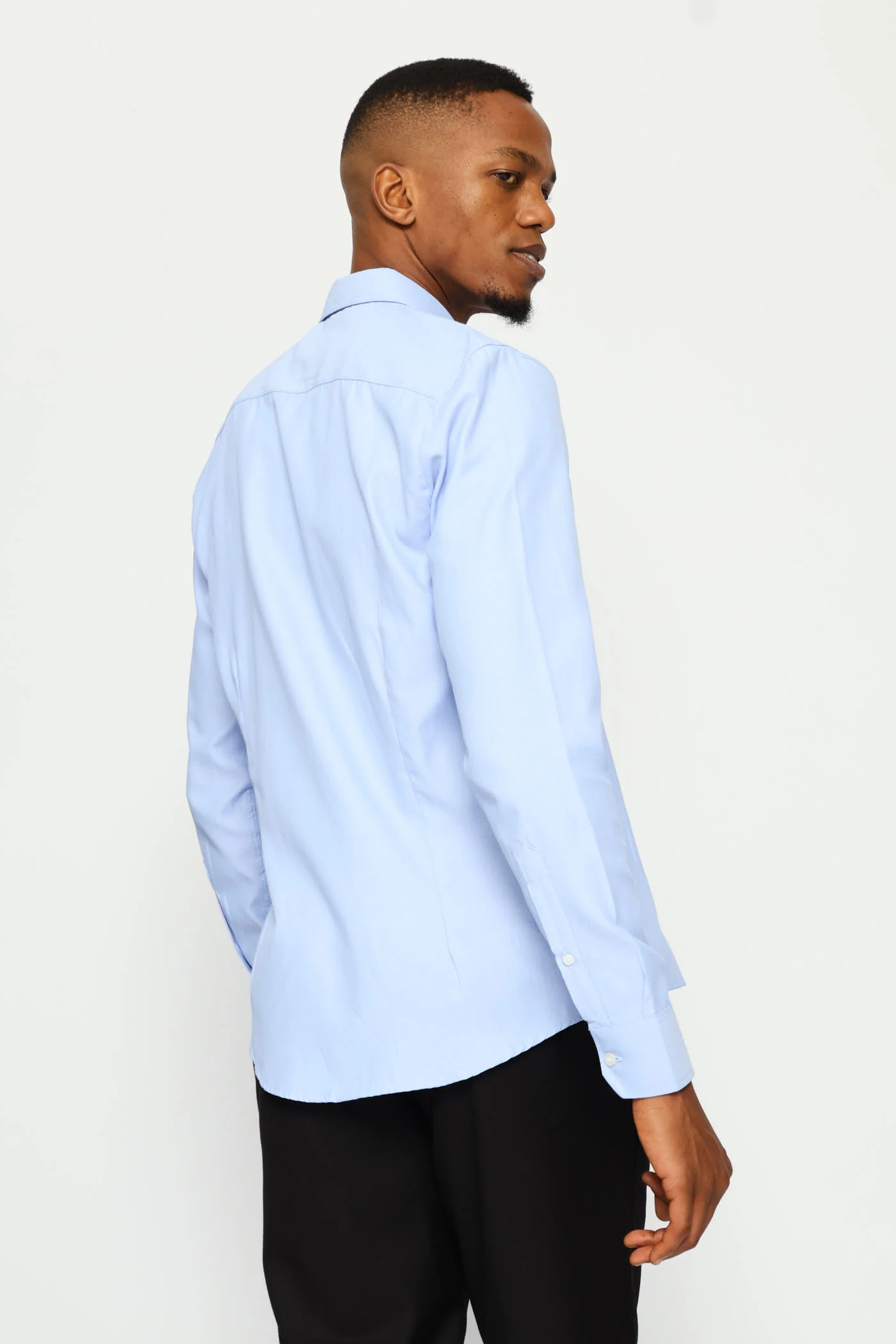 Slim Tonal Textured Shirt - Light Blue - Image 4