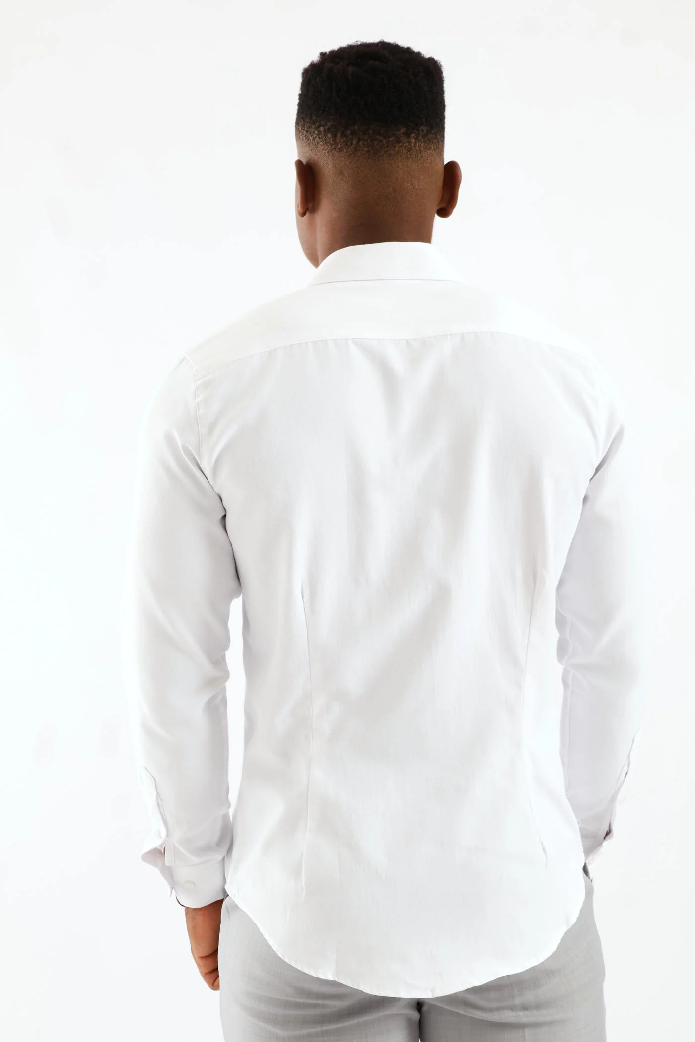 Slim Tonal White Textured Shirt - White - Image 5