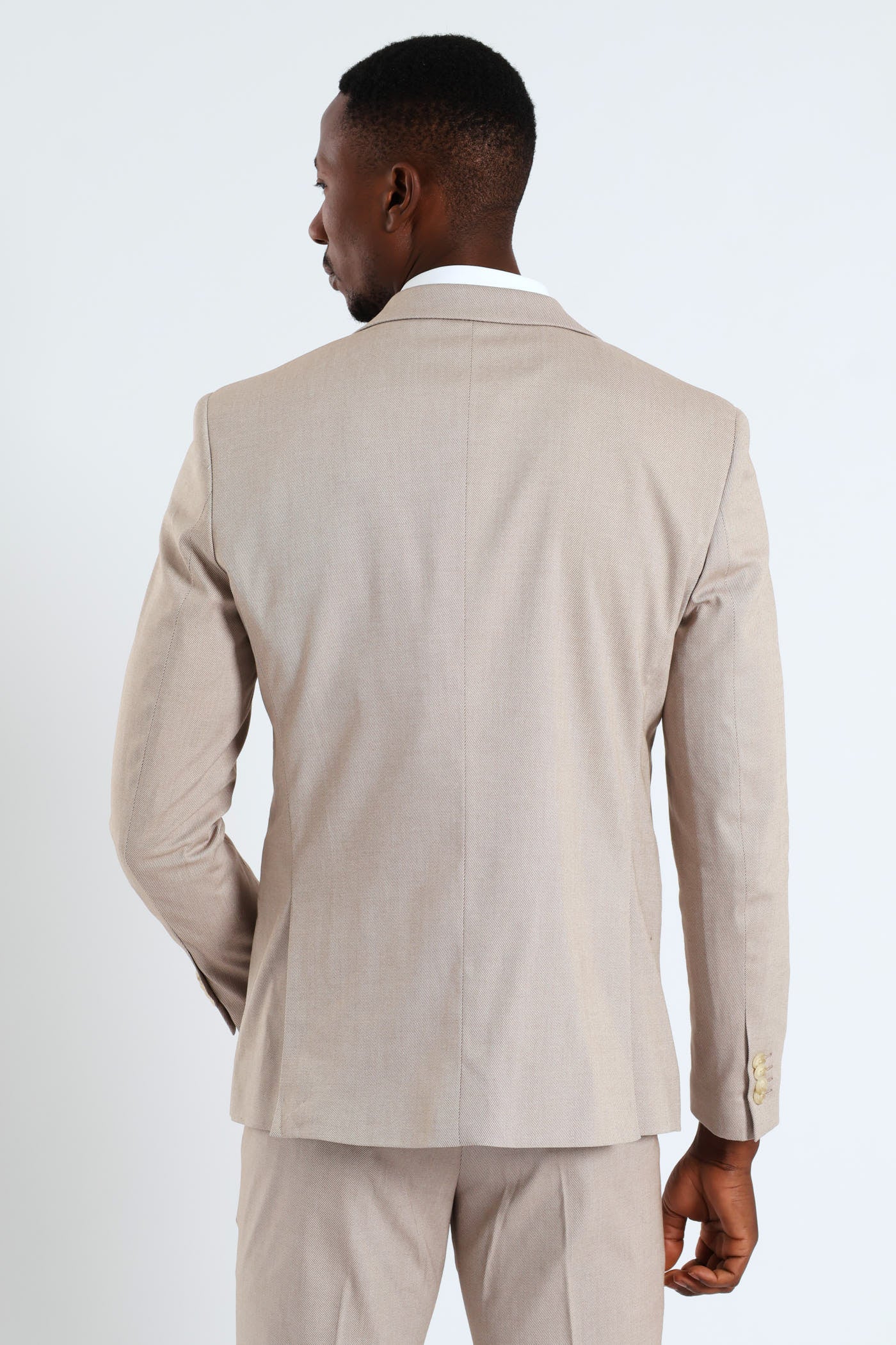 Slim Twill Suit Jacket - Natural - Image 4