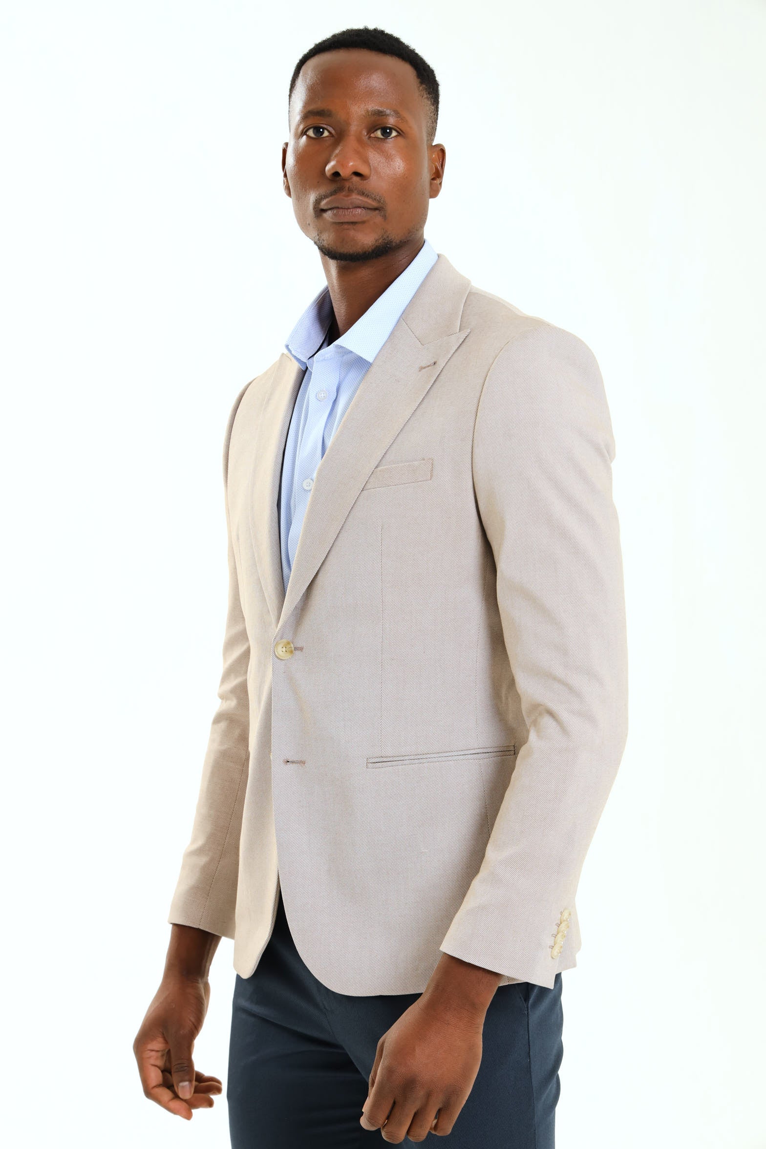 Slim Twill Suit Jacket - Natural - Image 3