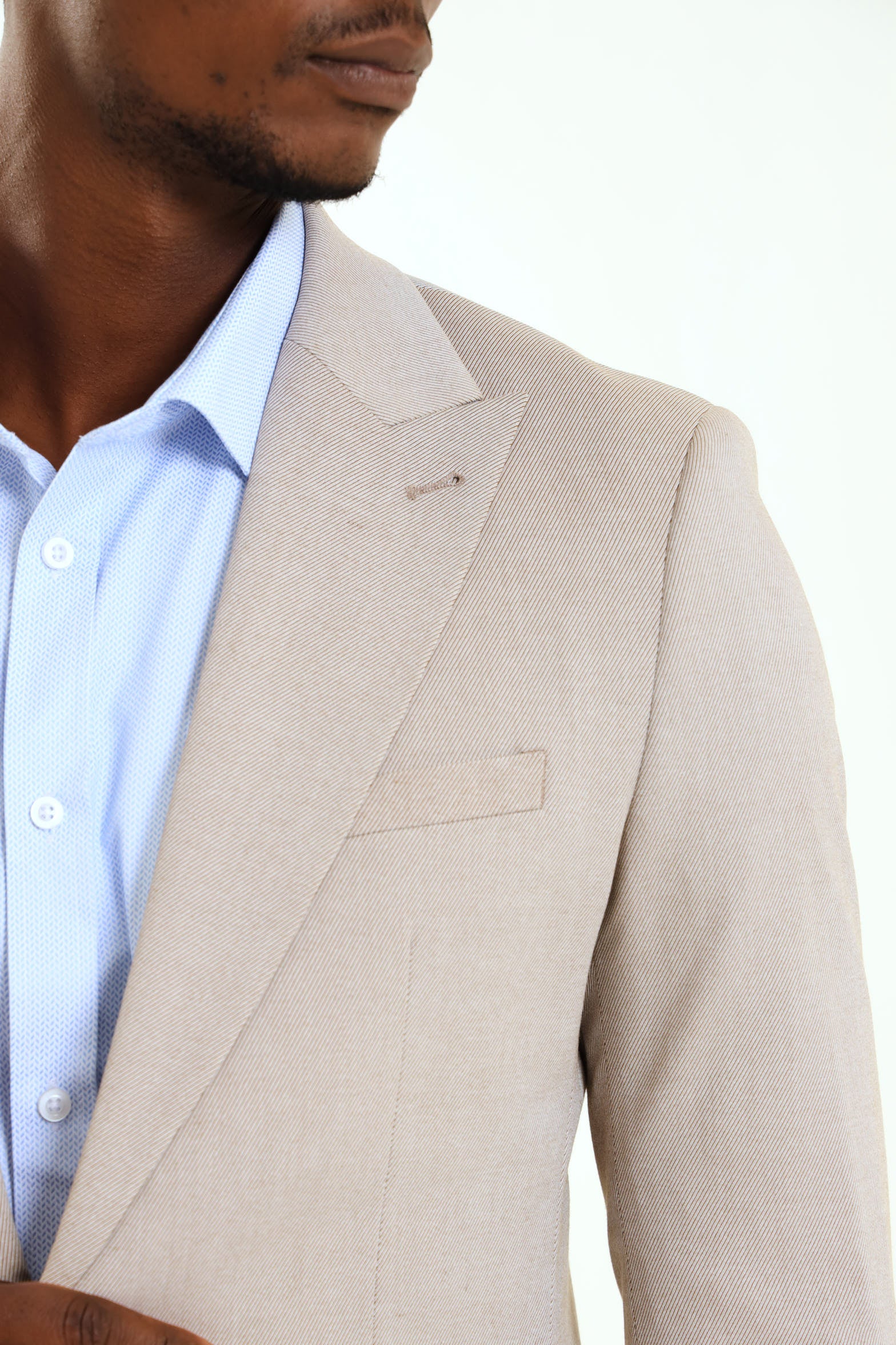 Slim Twill Suit Jacket - Natural - Image 5