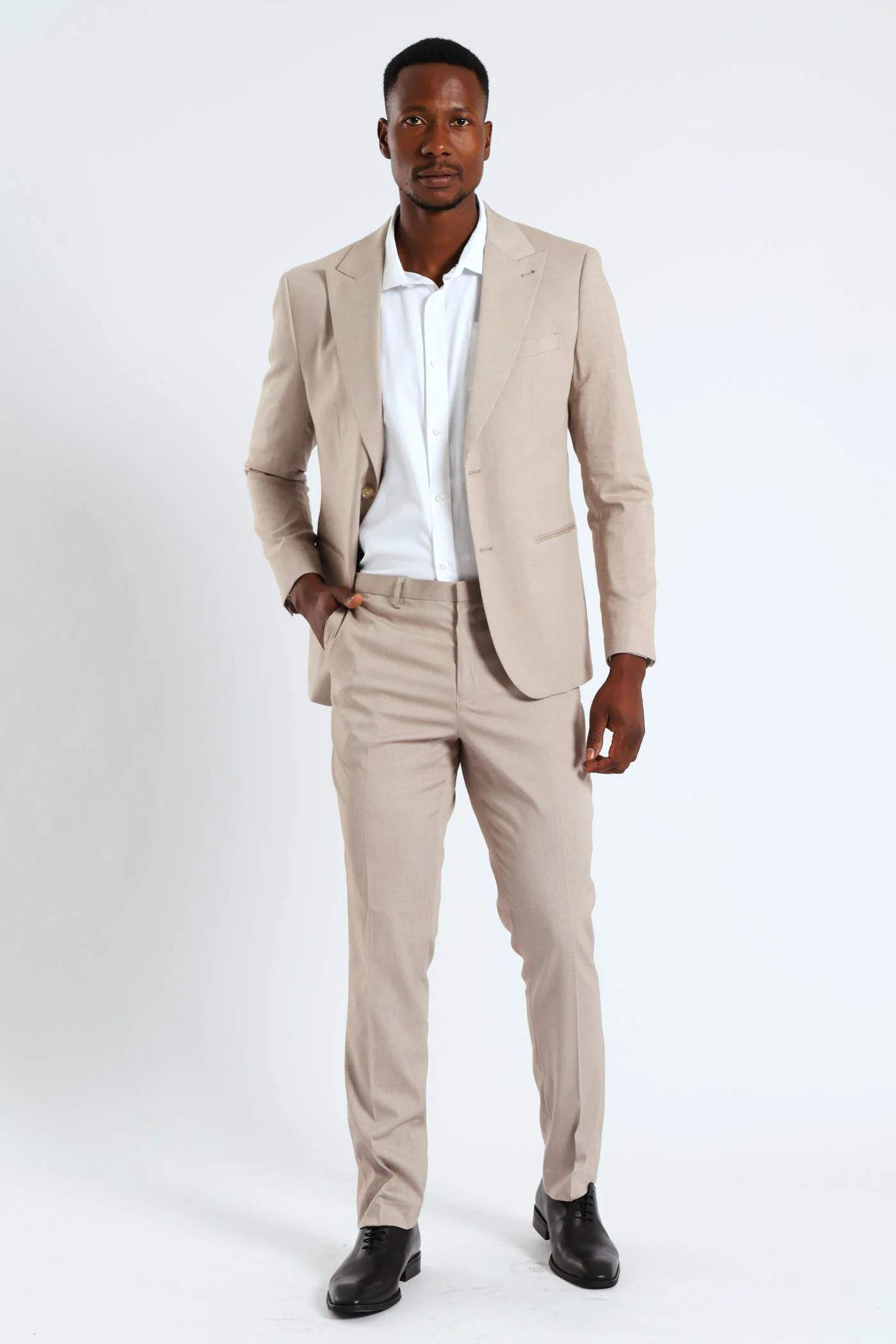Slim Twill Suit Trouser - Natural - Image 2