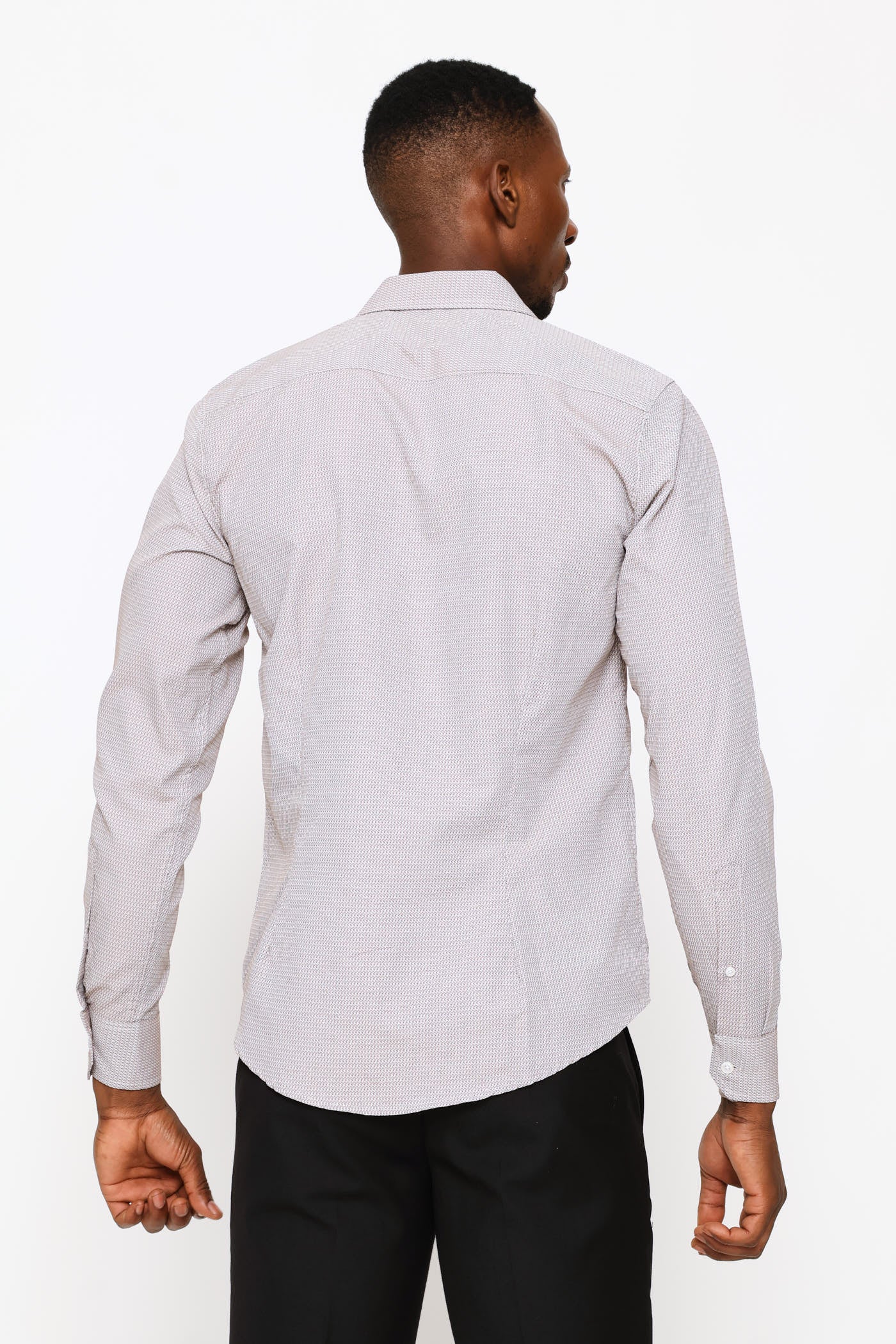 Slim Zig-Zag Textured Shirt - Brown/White - Image 3