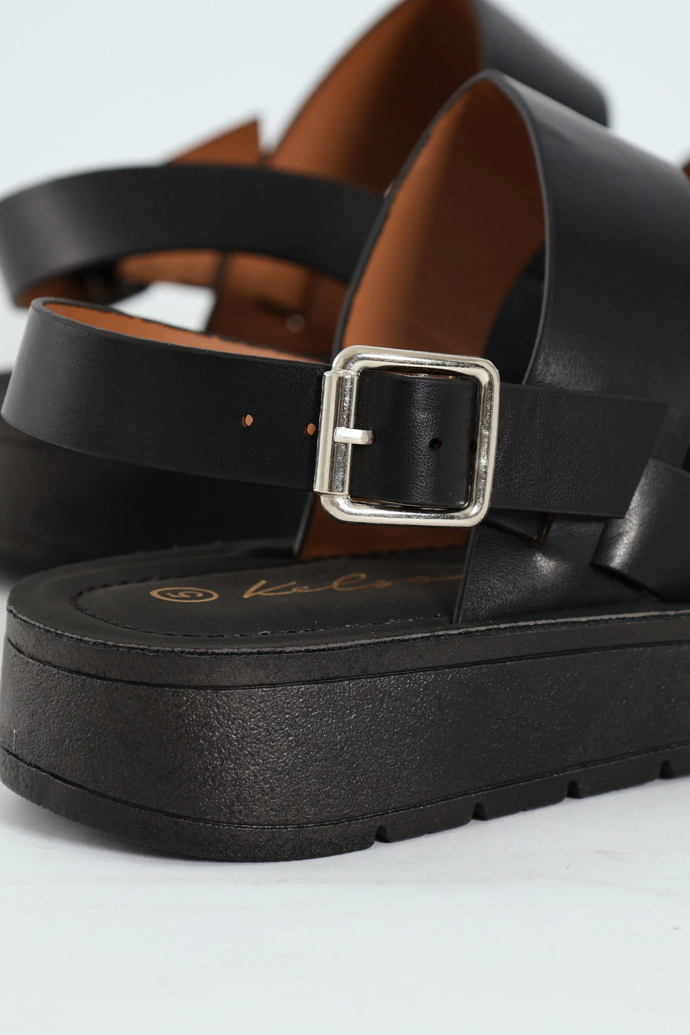 Slingback Double Strap Comfort Mule Sandal - Black - Image 2