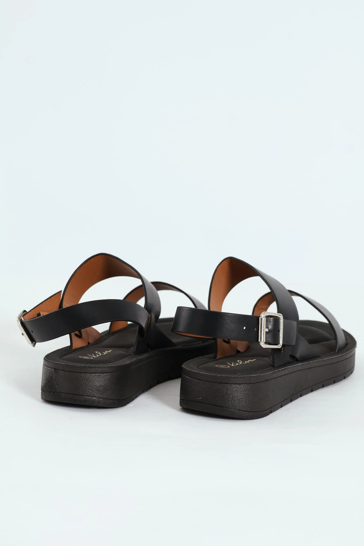 Slingback Double Strap Comfort Mule Sandal - Black - Image 4