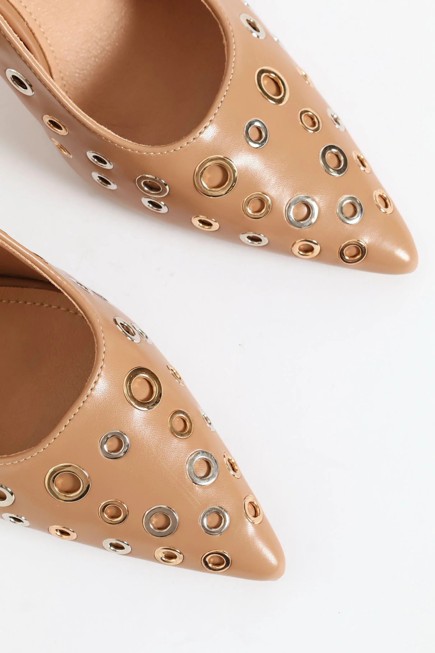 Slingback Eyelet Mule Heel - Nude - Image 2