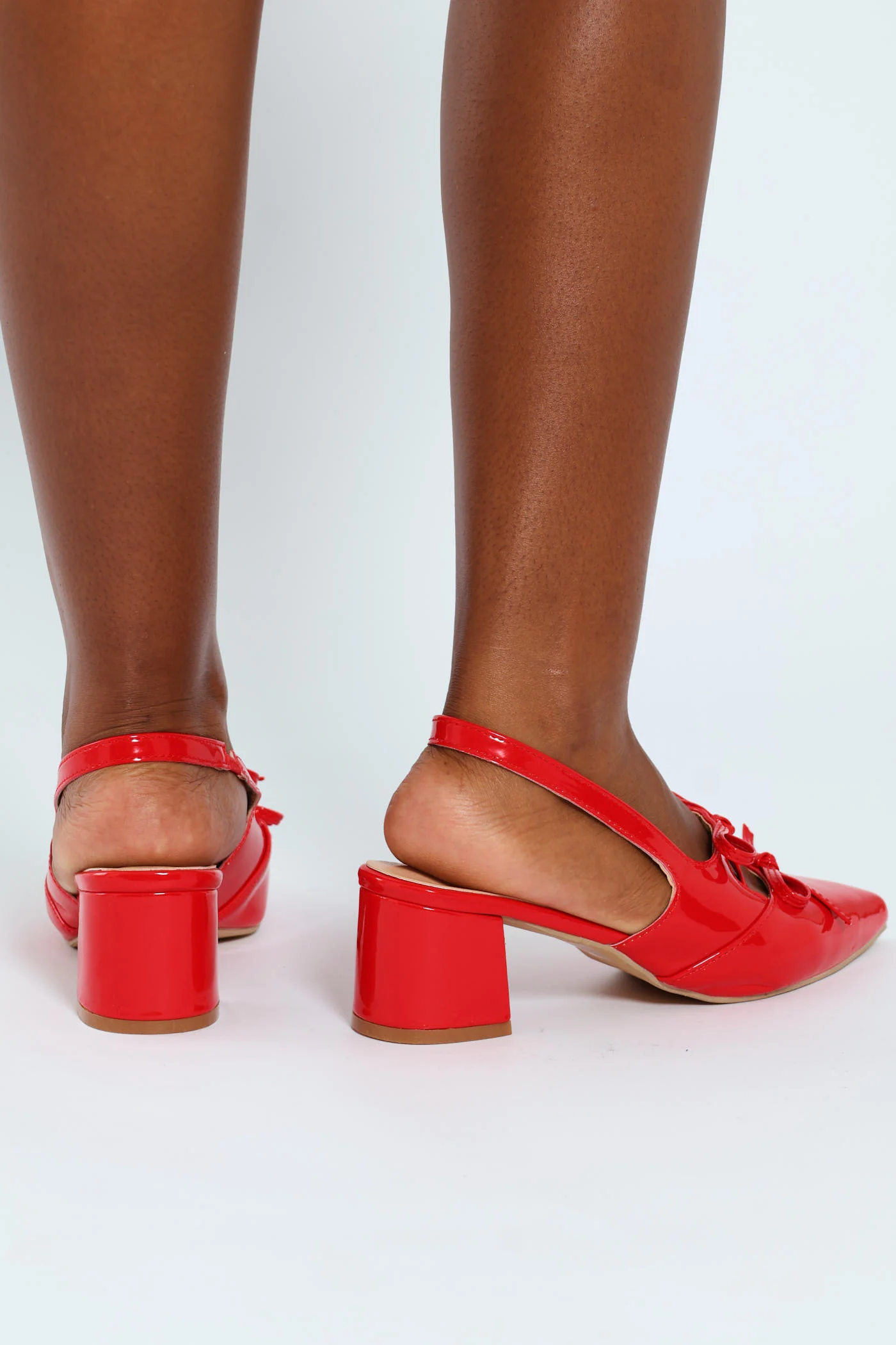 Slingback Maryjane Heel With Bow Detail - Red - Image 3