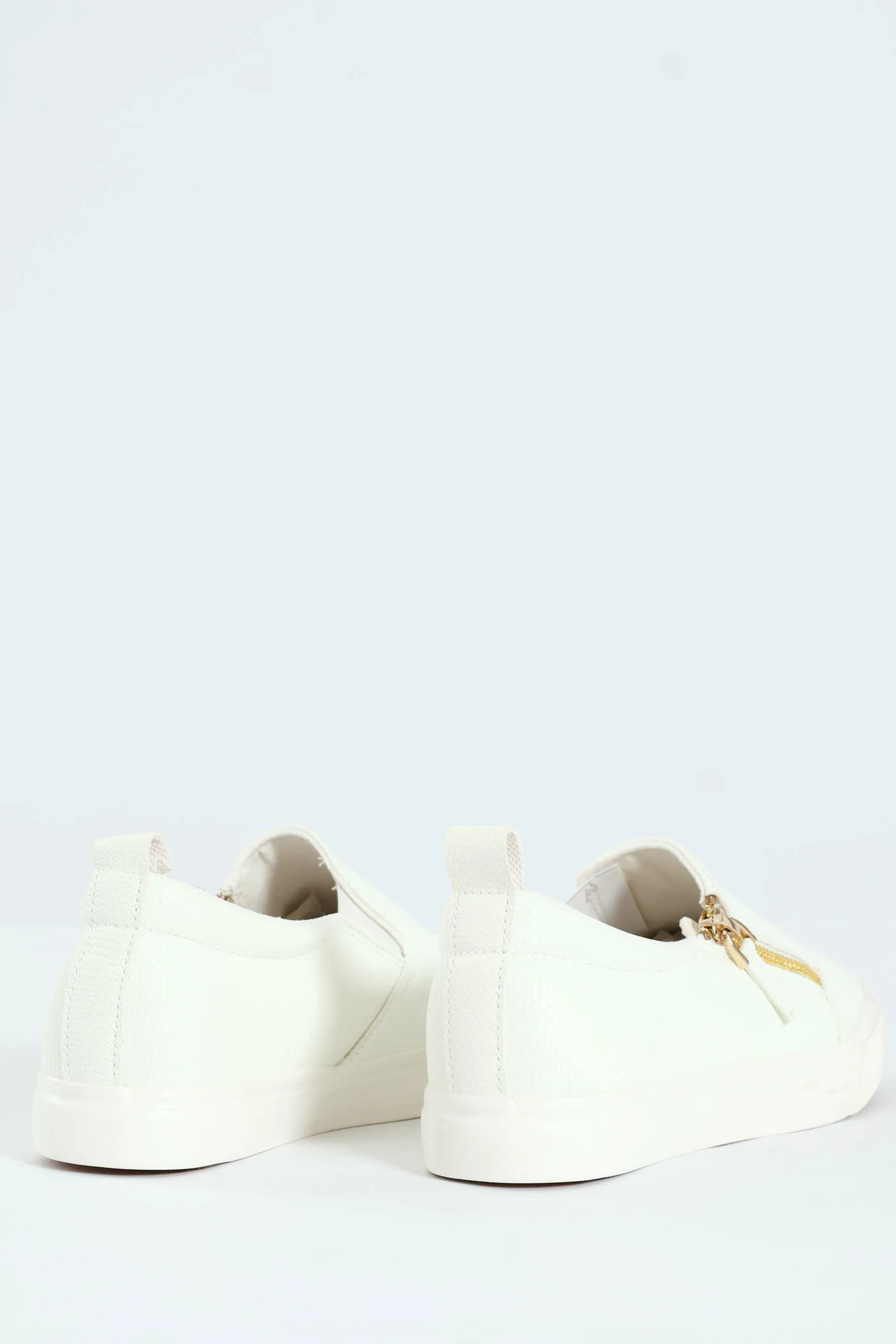 Slip On Platform Sneaker With Zip - Off White - Image 3
