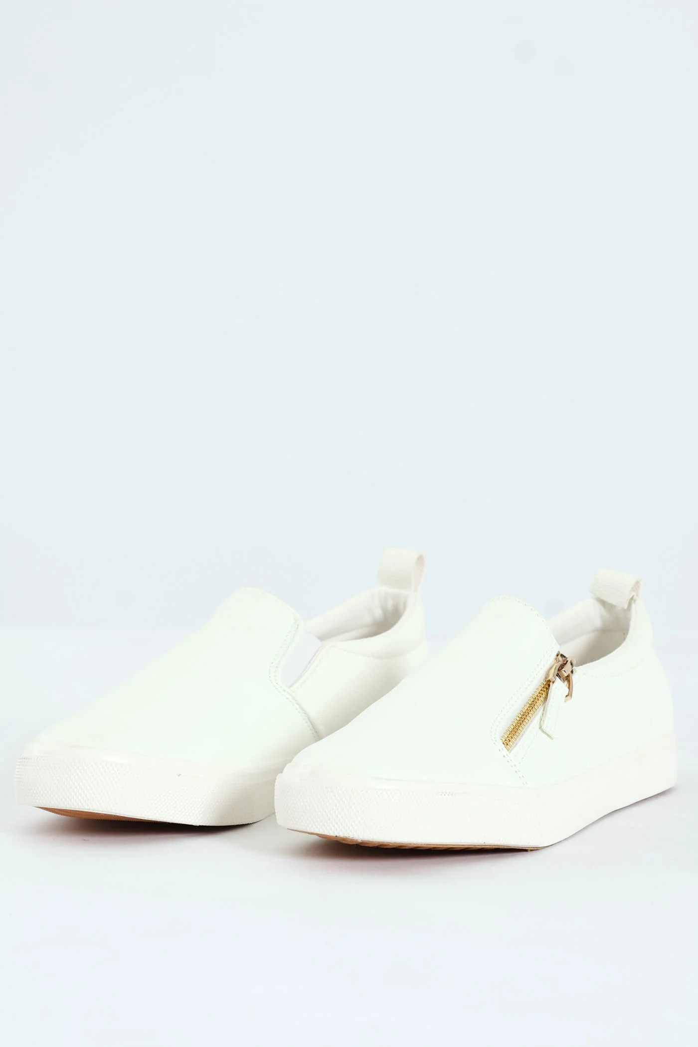 Slip On Platform Sneaker With Zip - Off White - Image 5