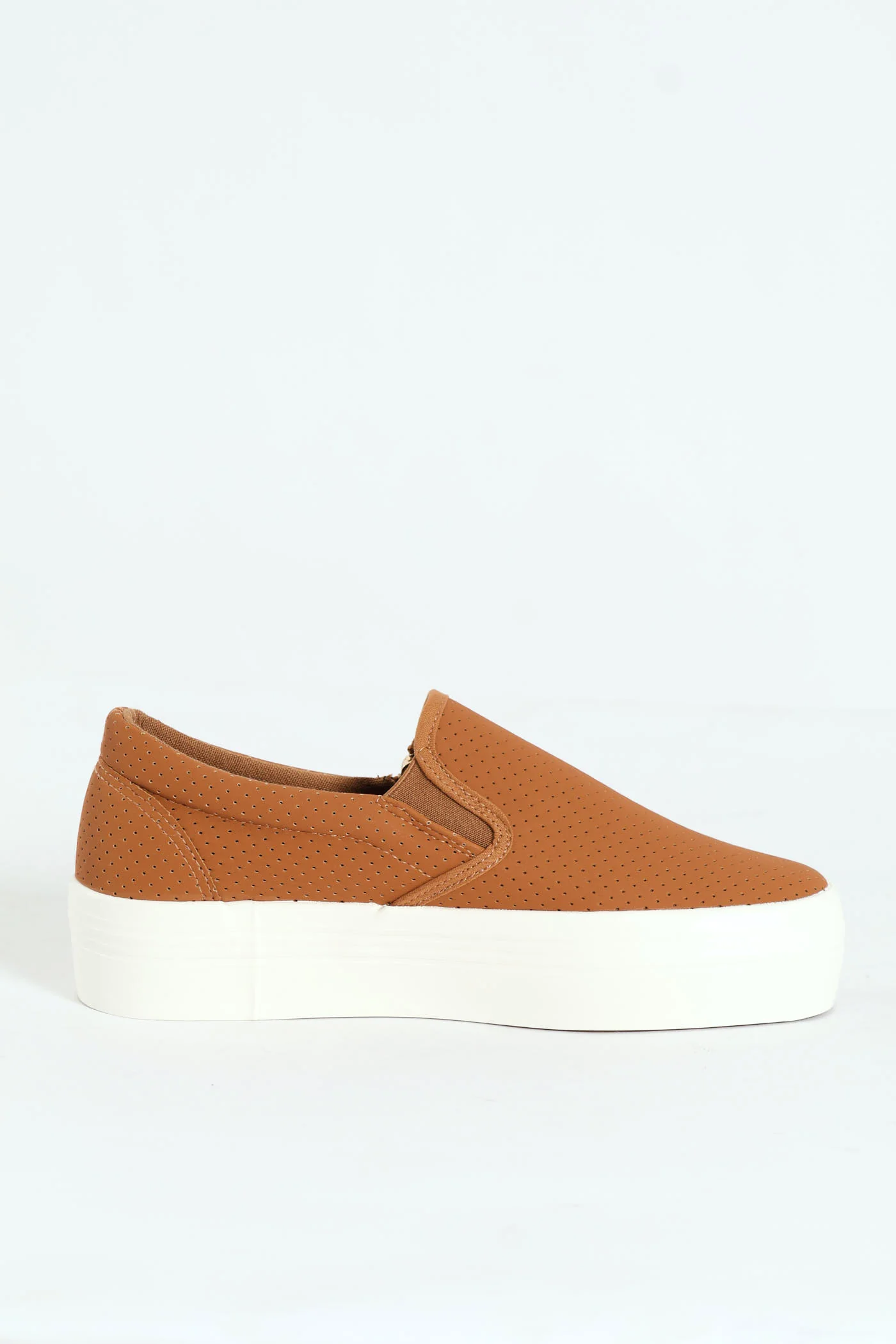 Slip On Platform Sneaker With Zip - Tan - Image 5