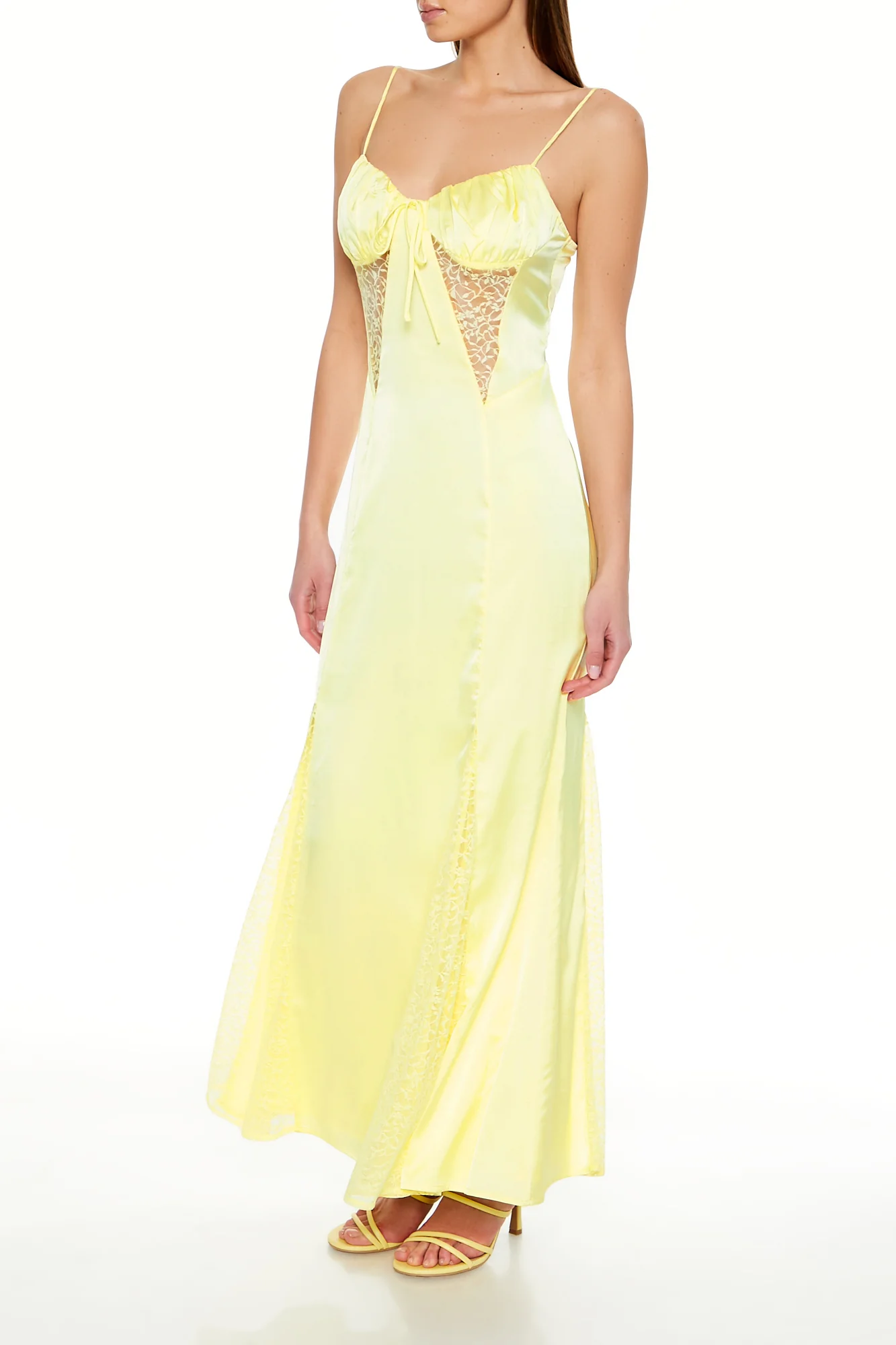 Spaghetti Strap Maxi Slip Dress - Yellow - Image 3