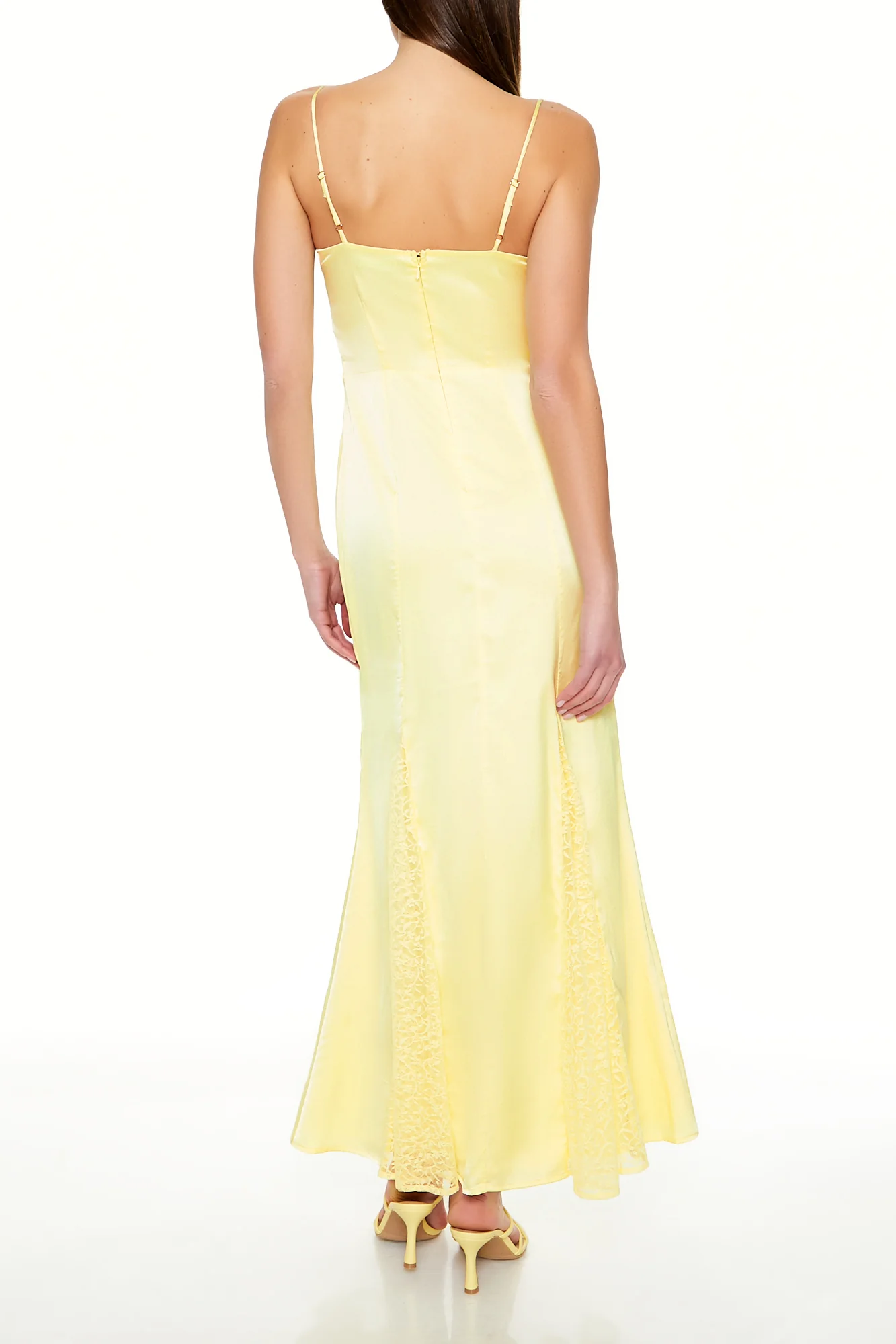 Spaghetti Strap Maxi Slip Dress - Yellow - Image 4