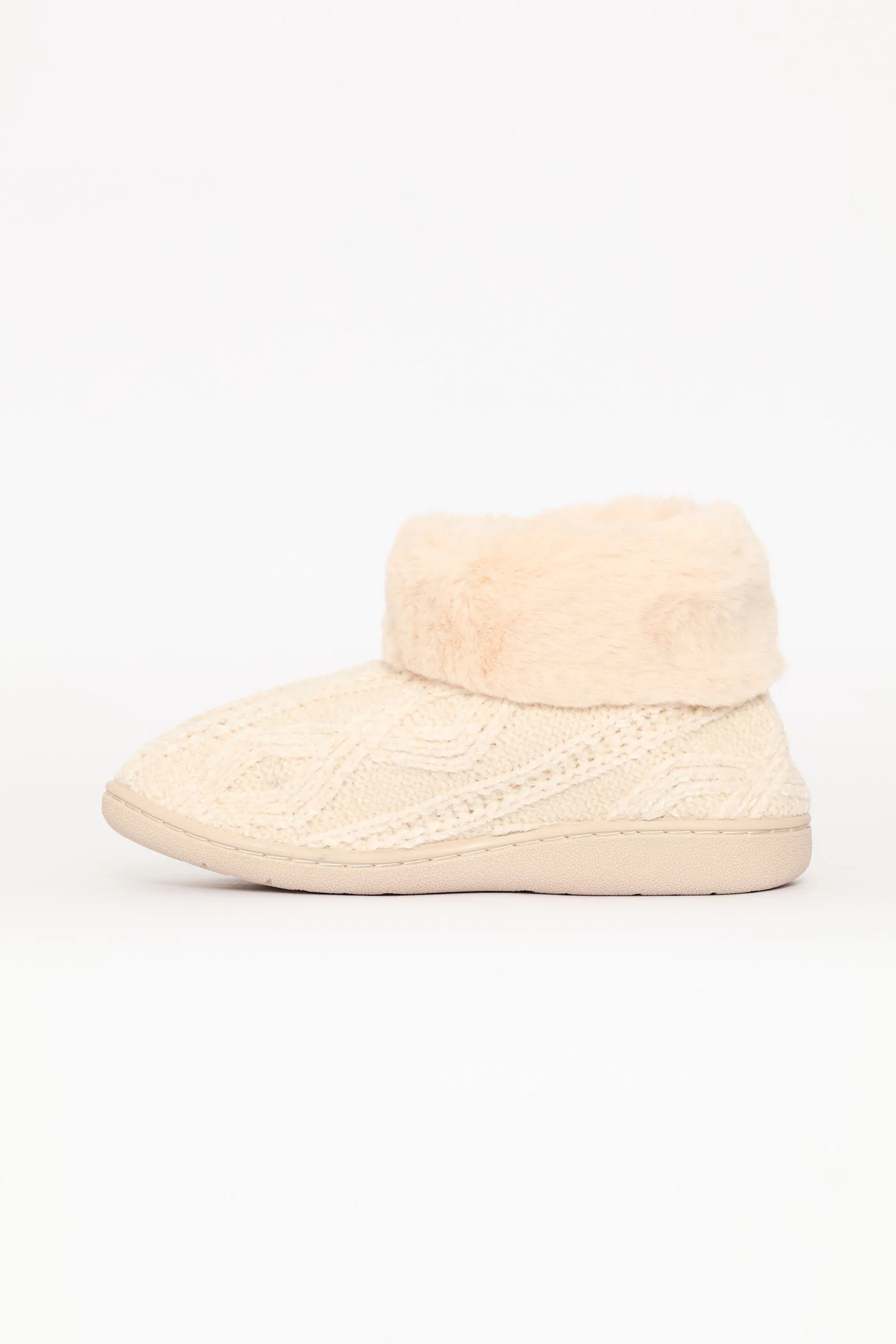 Slipper Bootie With Full Faux Fur Topline - Natural - Image 3