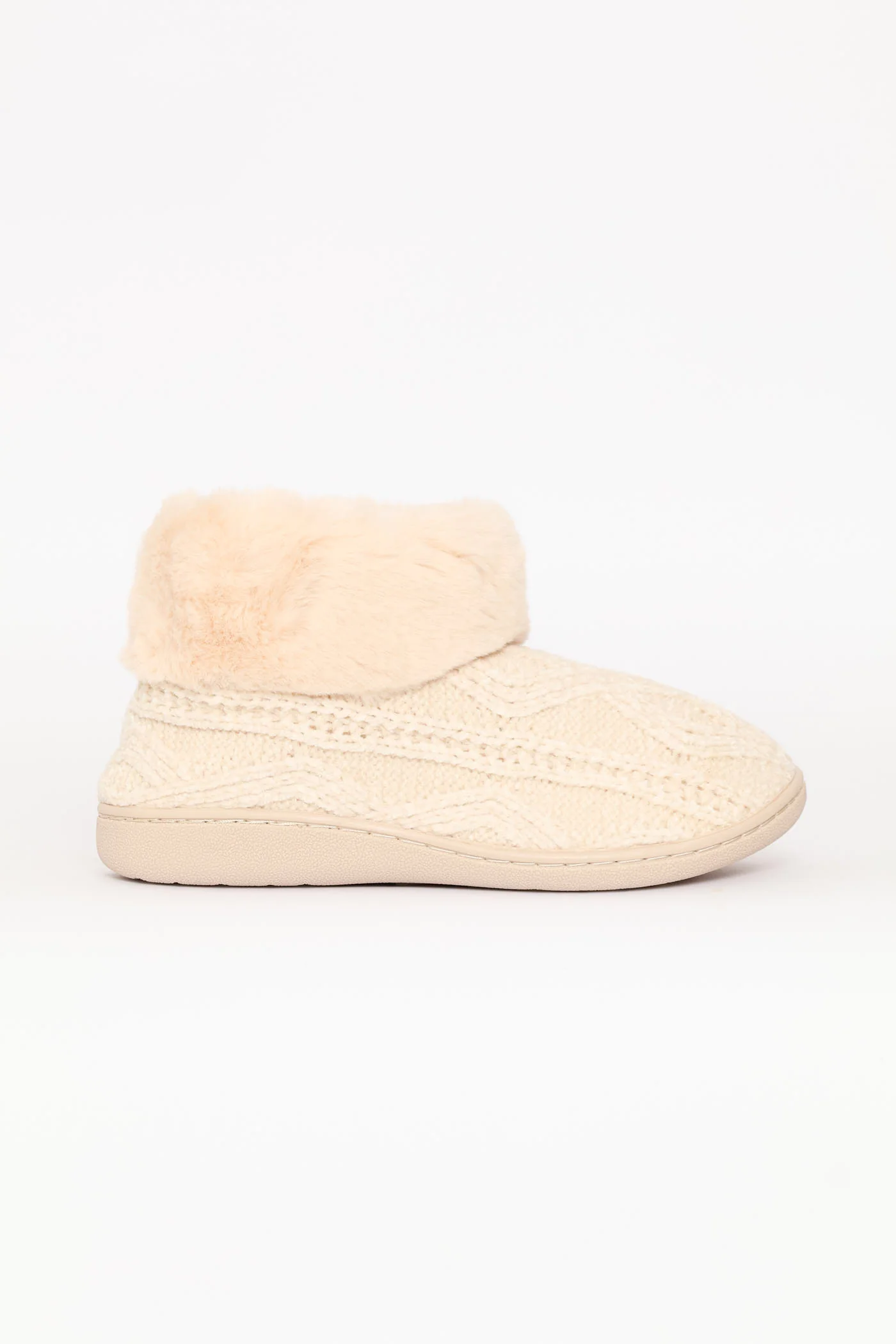Slipper Bootie With Full Faux Fur Topline - Natural - Image 4