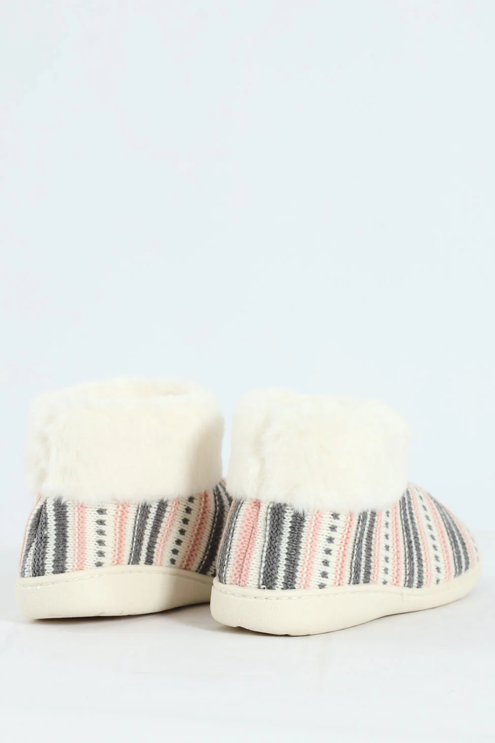 Slipper Bootie With Fur Trim - Cream - Image 4