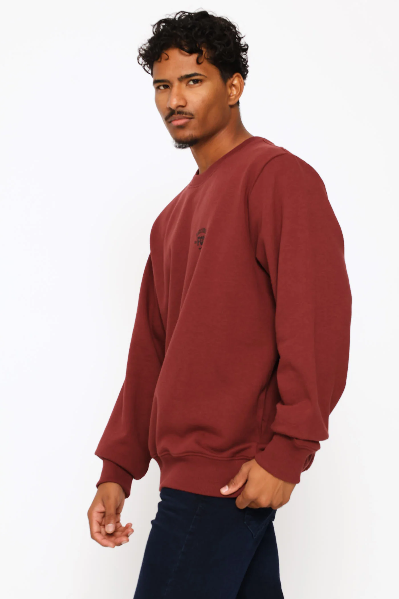 Slogan Crew Top - Burgundy - Image 3