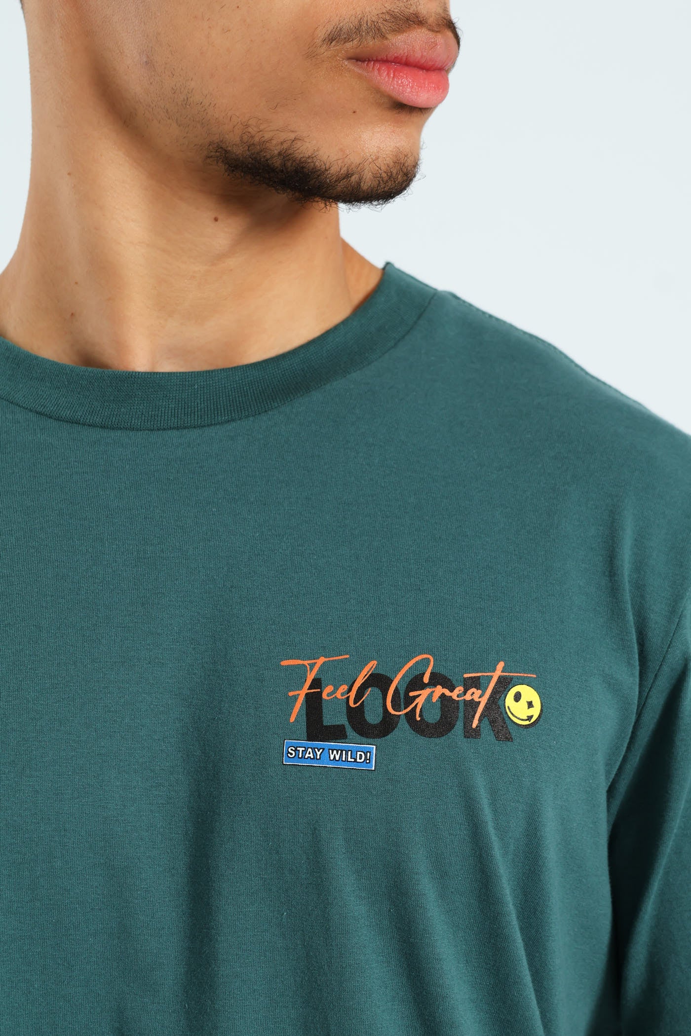 Slogan Front & Back Tee - Forest Green - Image 2