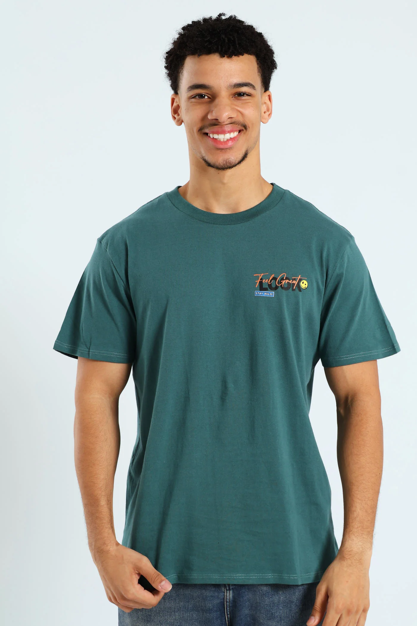 Slogan Front & Back Tee - Forest Green - Image 3