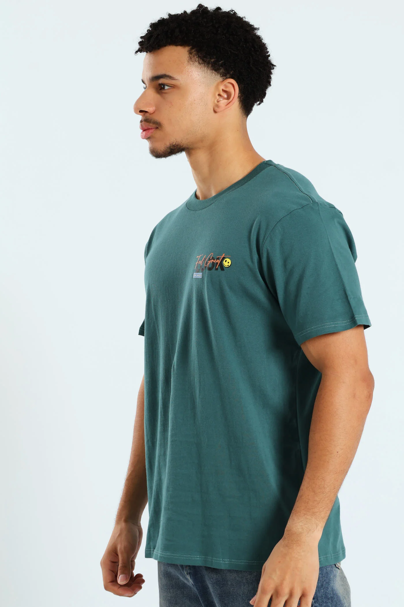 Slogan Front & Back Tee - Forest Green - Image 4