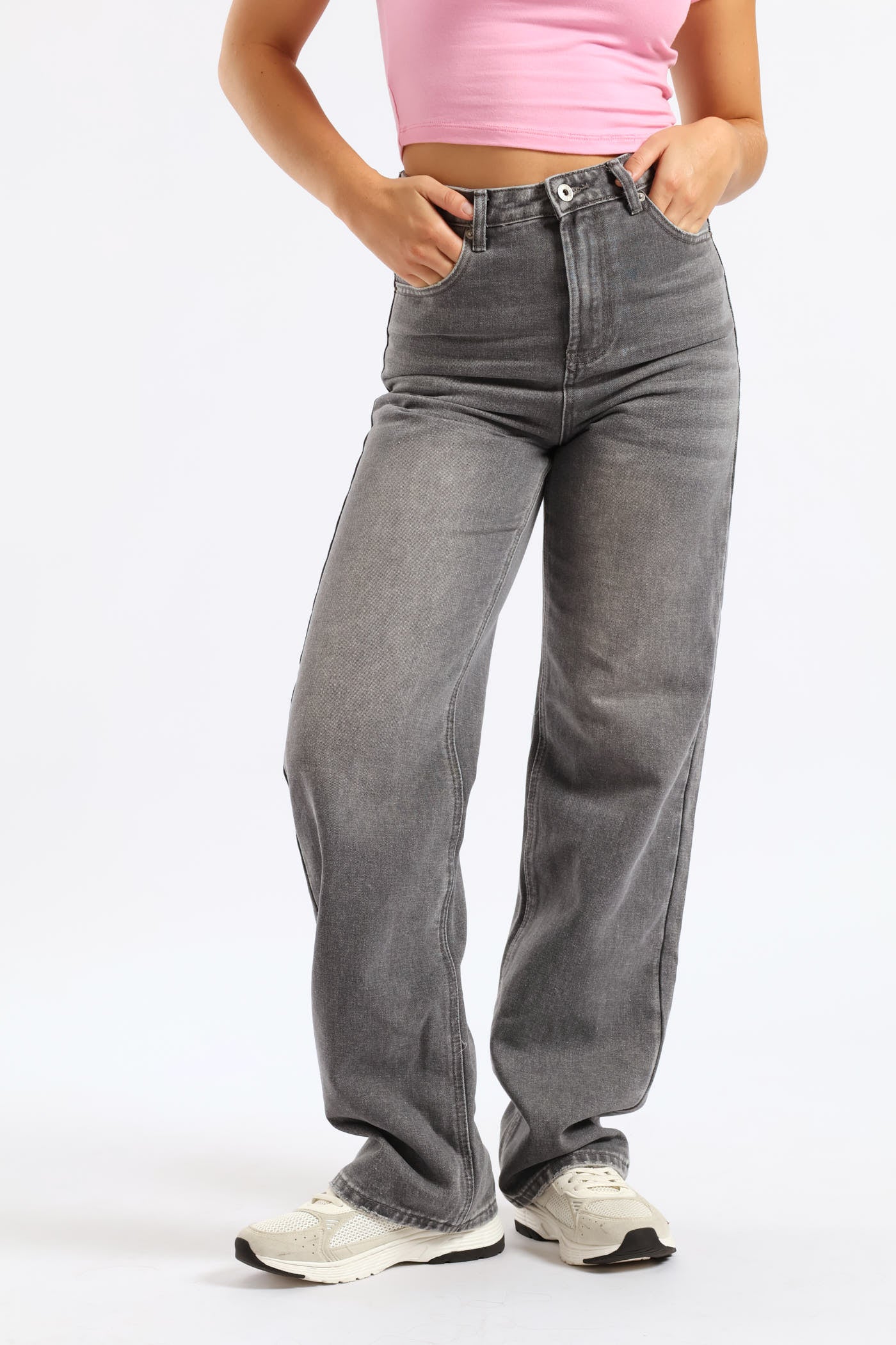 Slouchy Wide Leg Denim - Grey - Image 2