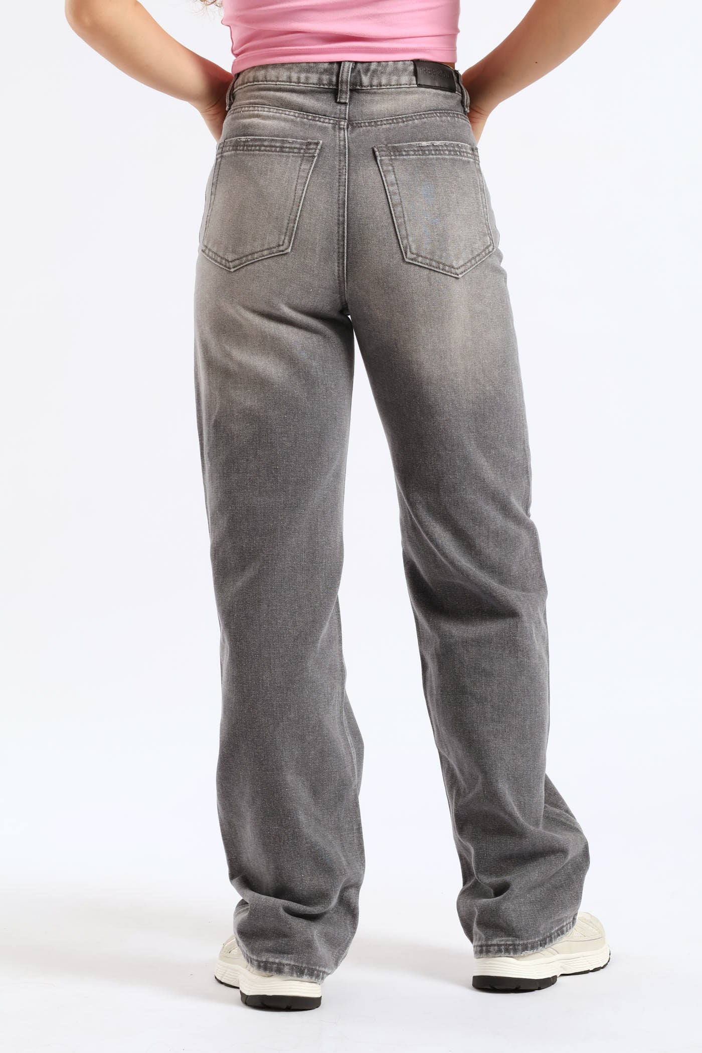 Slouchy Wide Leg Denim - Grey - Image 3