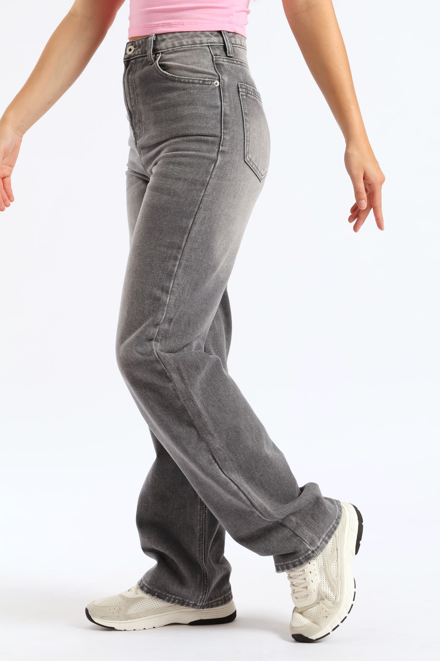 Slouchy Wide Leg Denim - Grey - Image 4