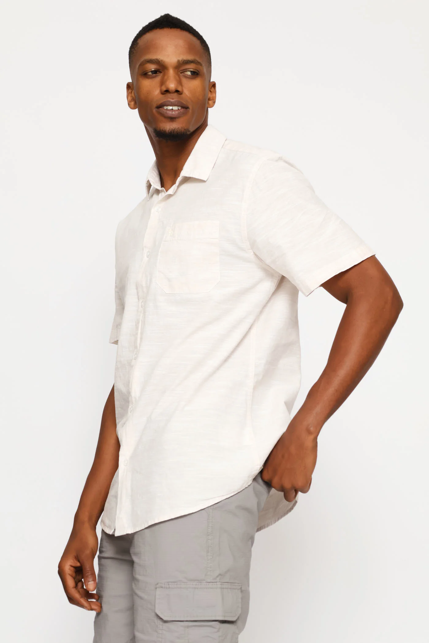 Slub Regular Shirt - Stone - Image 4