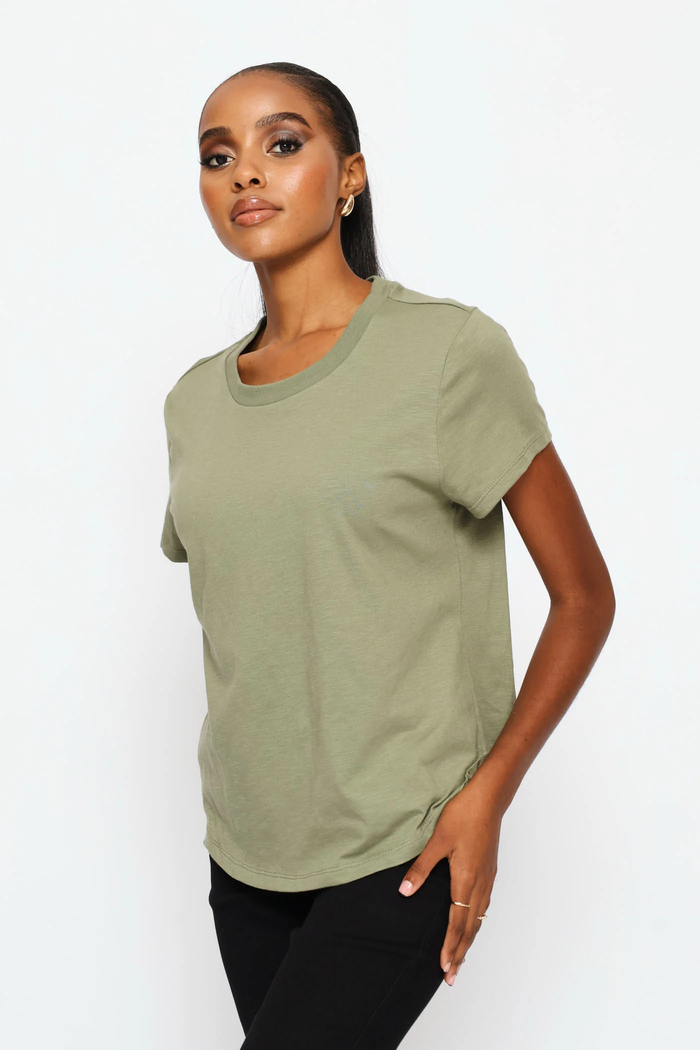 Slub Slouchy Tee - Fatigue - Image 3