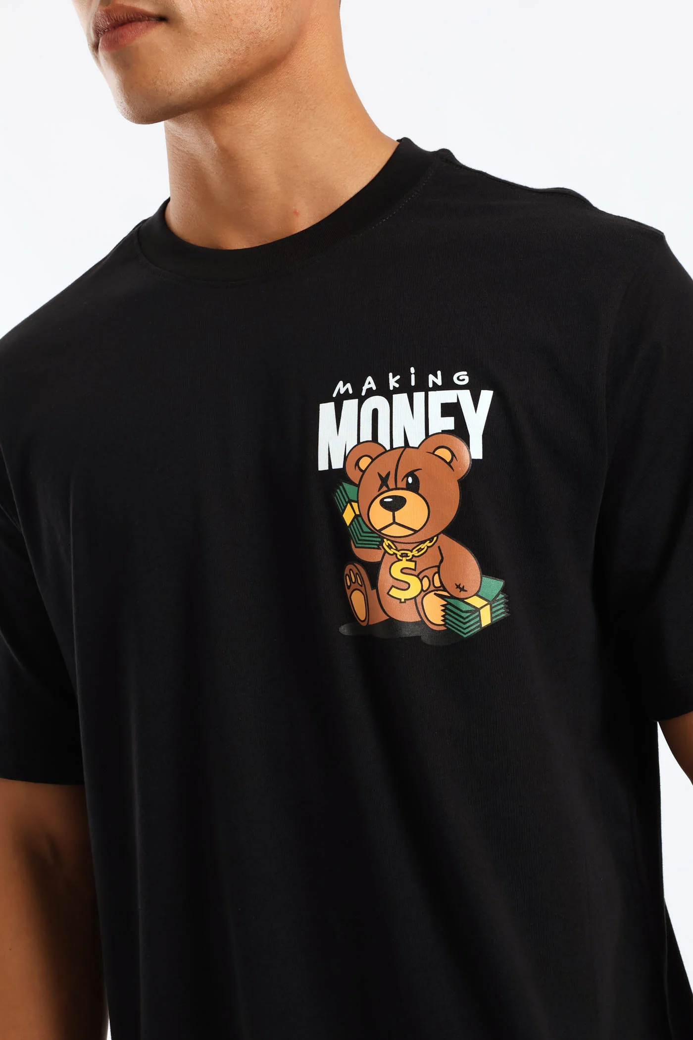 Small Money Teddy Front Print Tee - Black - Image 2