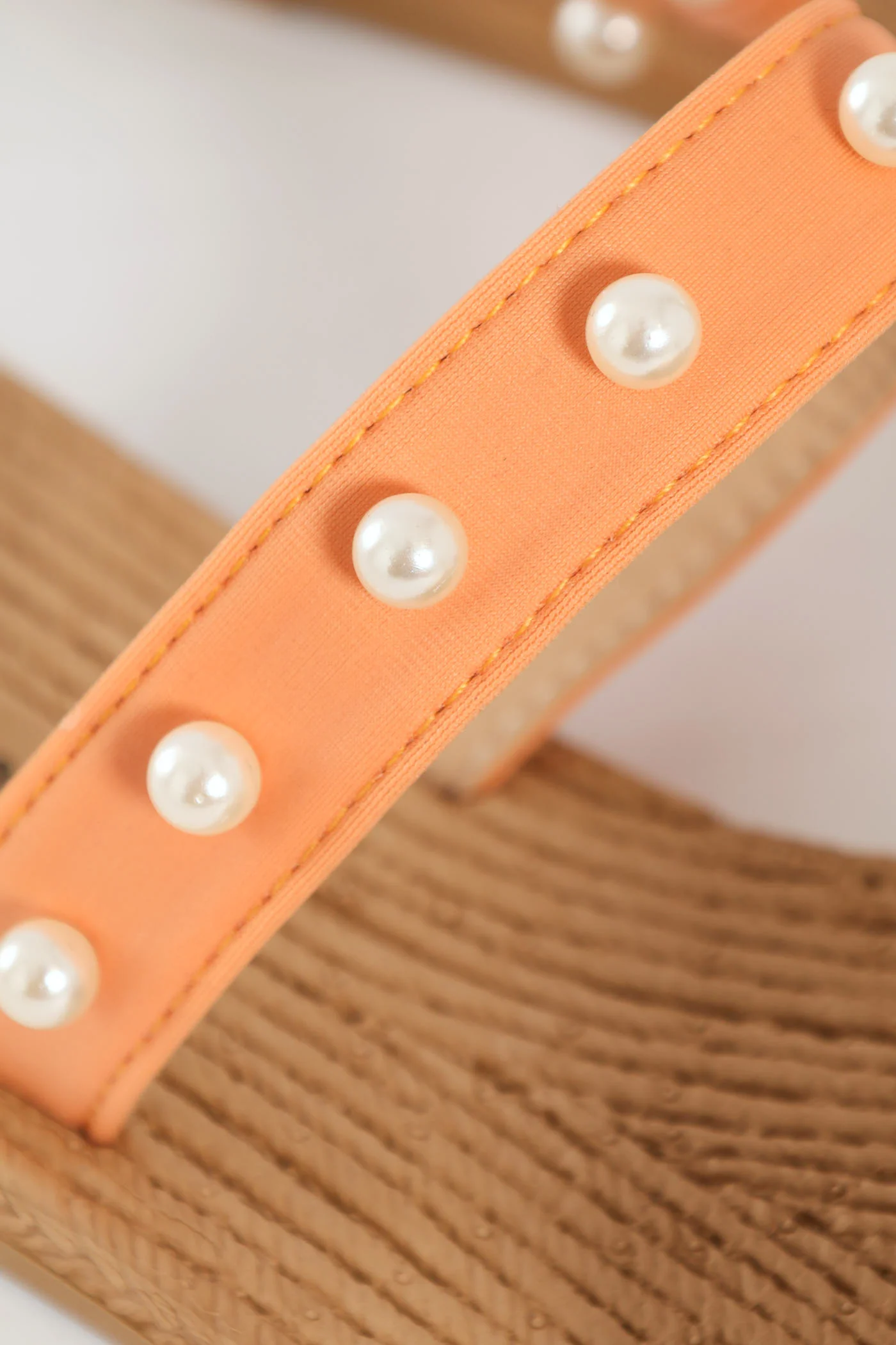 Small Pearl Detail Double Band Sandal - Peach - Image 2